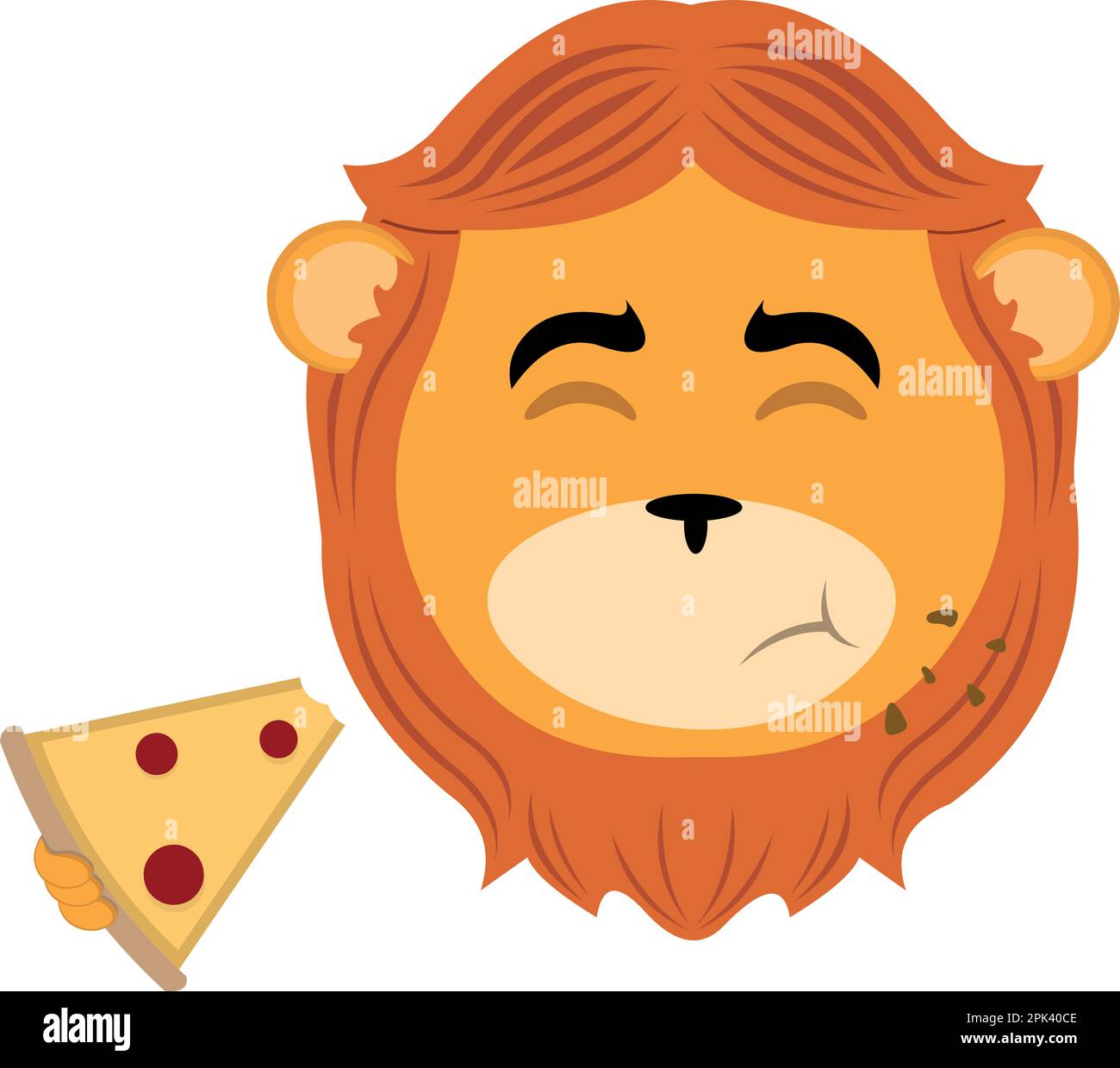 vector illustration face of leon cartoon eating a slice of pizza Stock Vector
