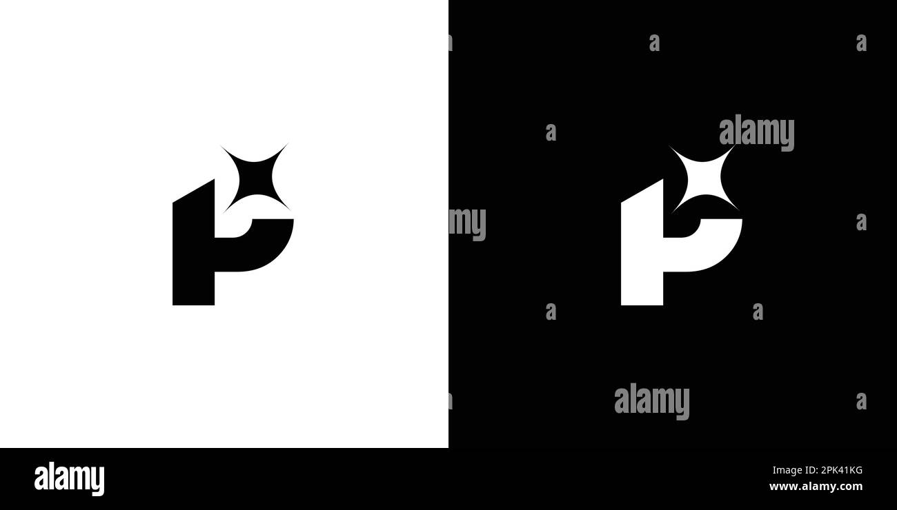 Unique and modern P spark logo design 5 Stock Vector