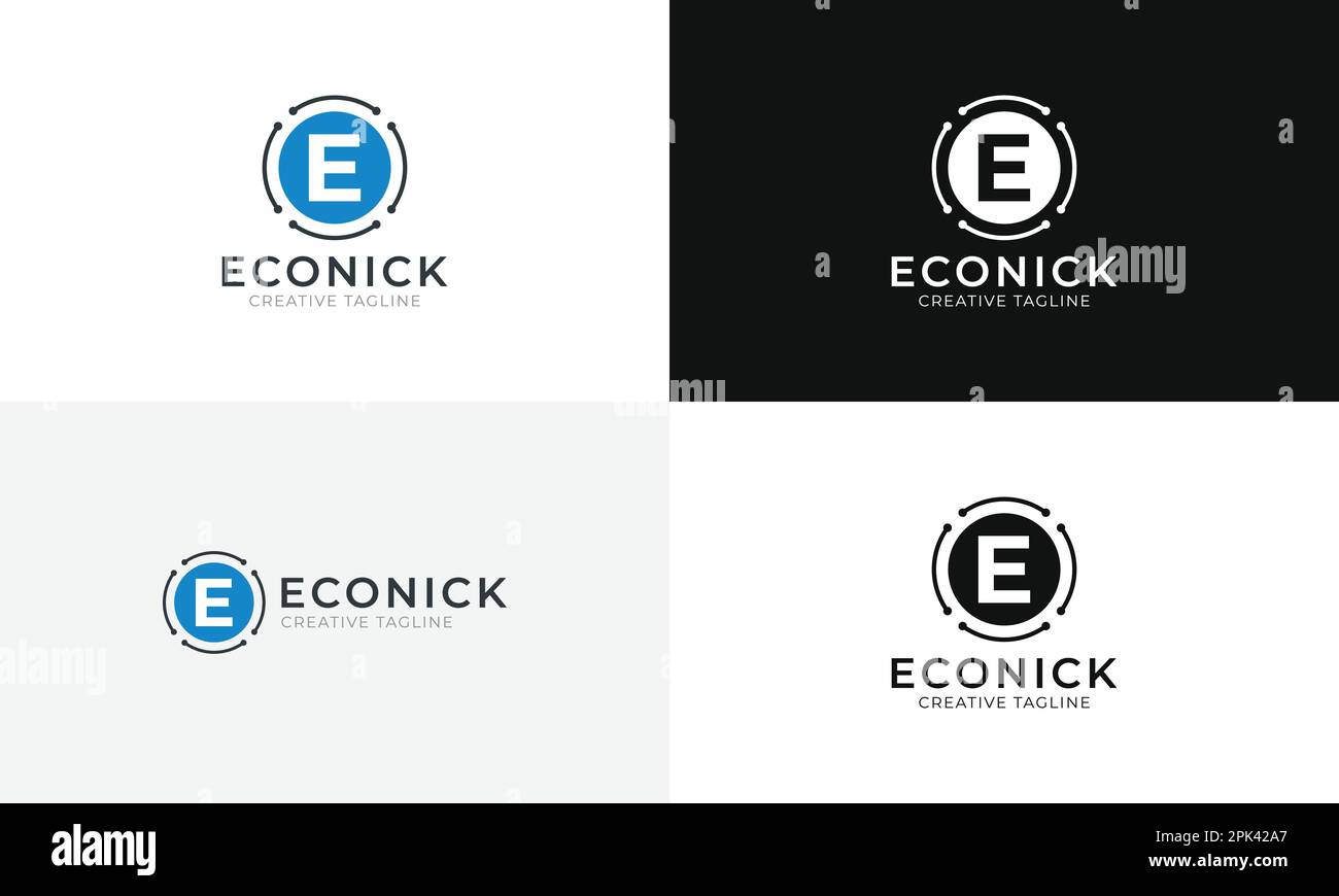 Econick E Letter Logo Stock Vector