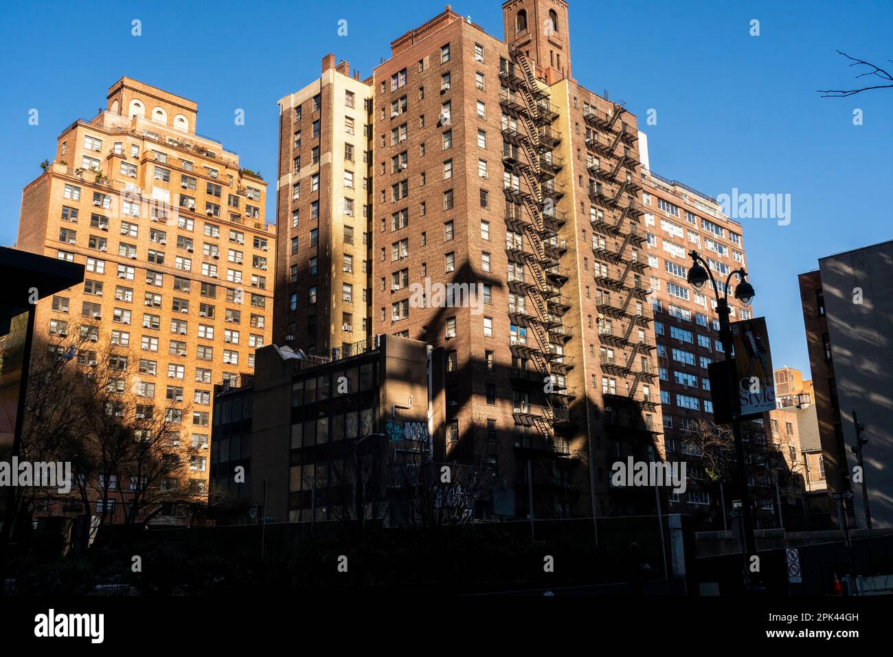 Apartment buildings along West 34th Street in Hell’s Kitchen in New