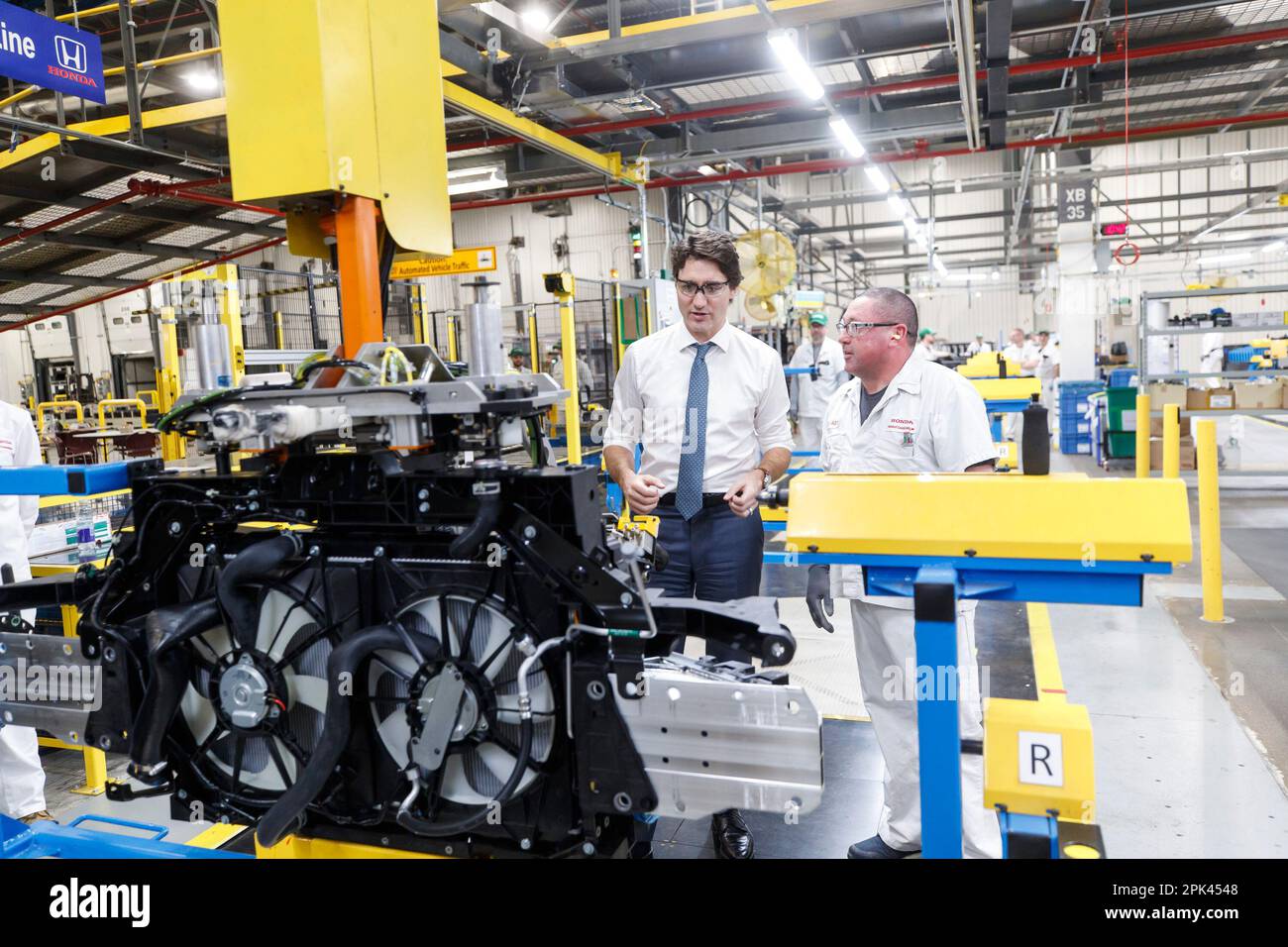 Prime Minister Justin Trudeau tours a Honda Manufacturing Plant in