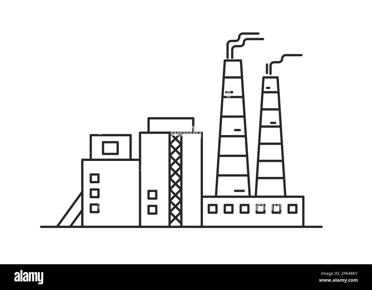 Industrial power plant architecture. Factory production building vector