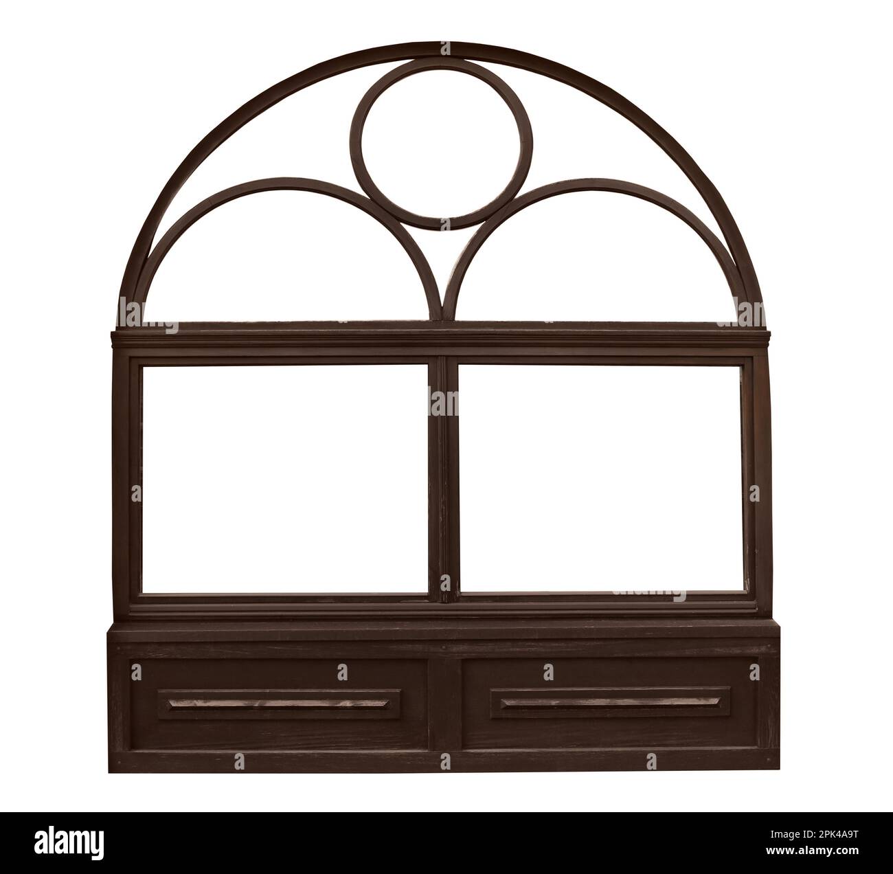 Beautiful wooden arch window frame isolated on white Stock Photo - Alamy