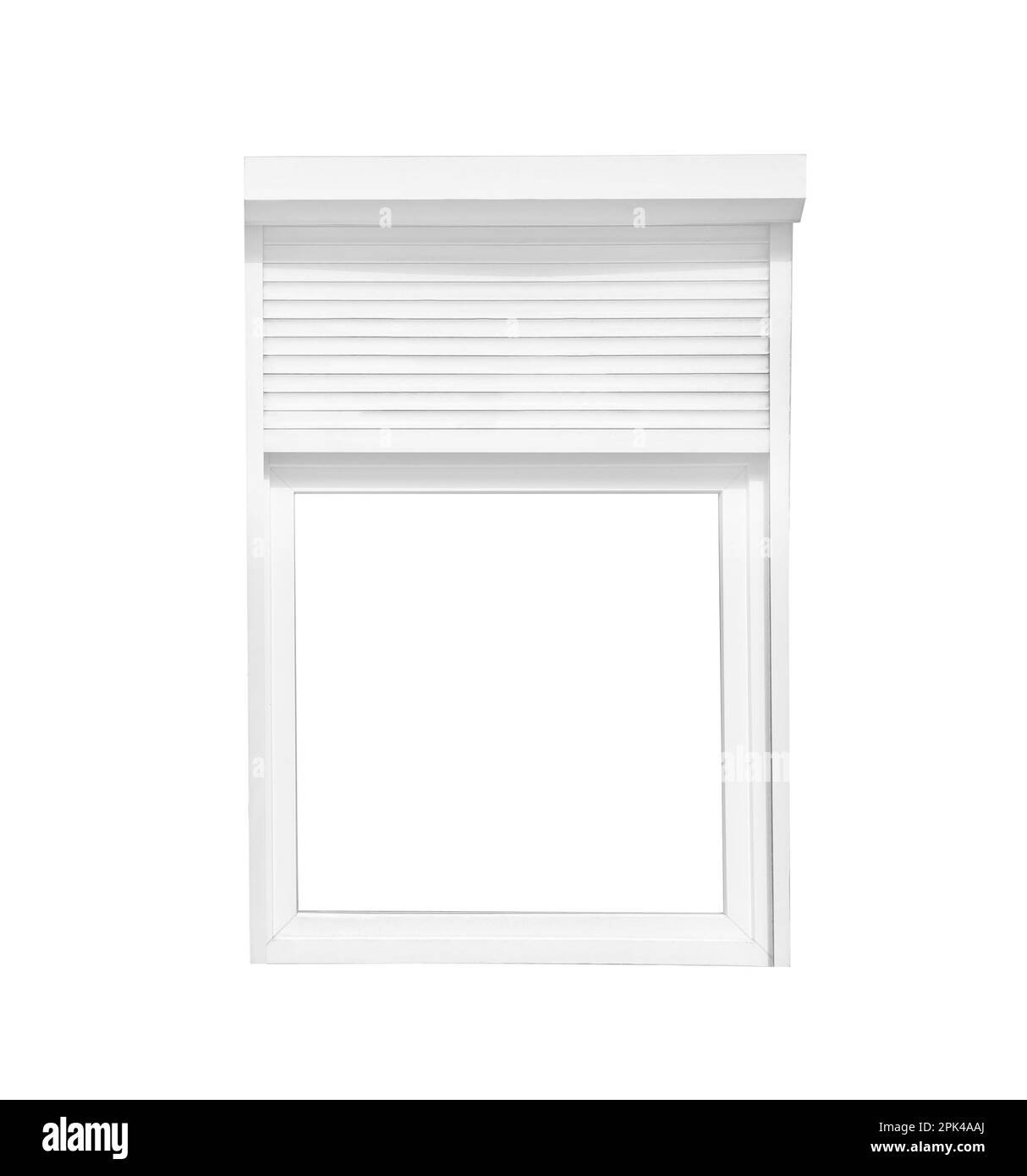 Modern window with rolling shutter isolated on white Stock Photo Alamy