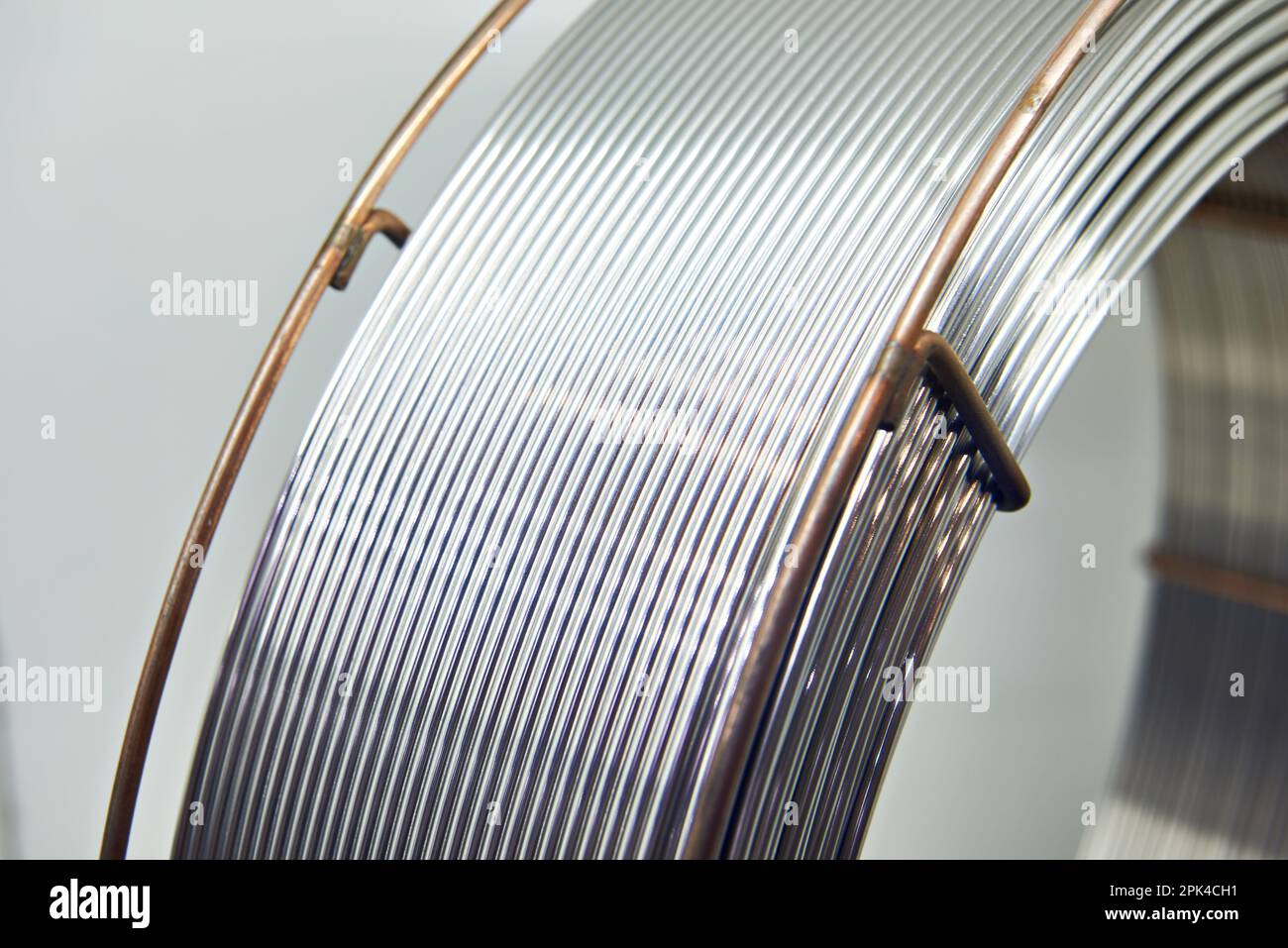 Aluminum wire in the coil Stock Photo