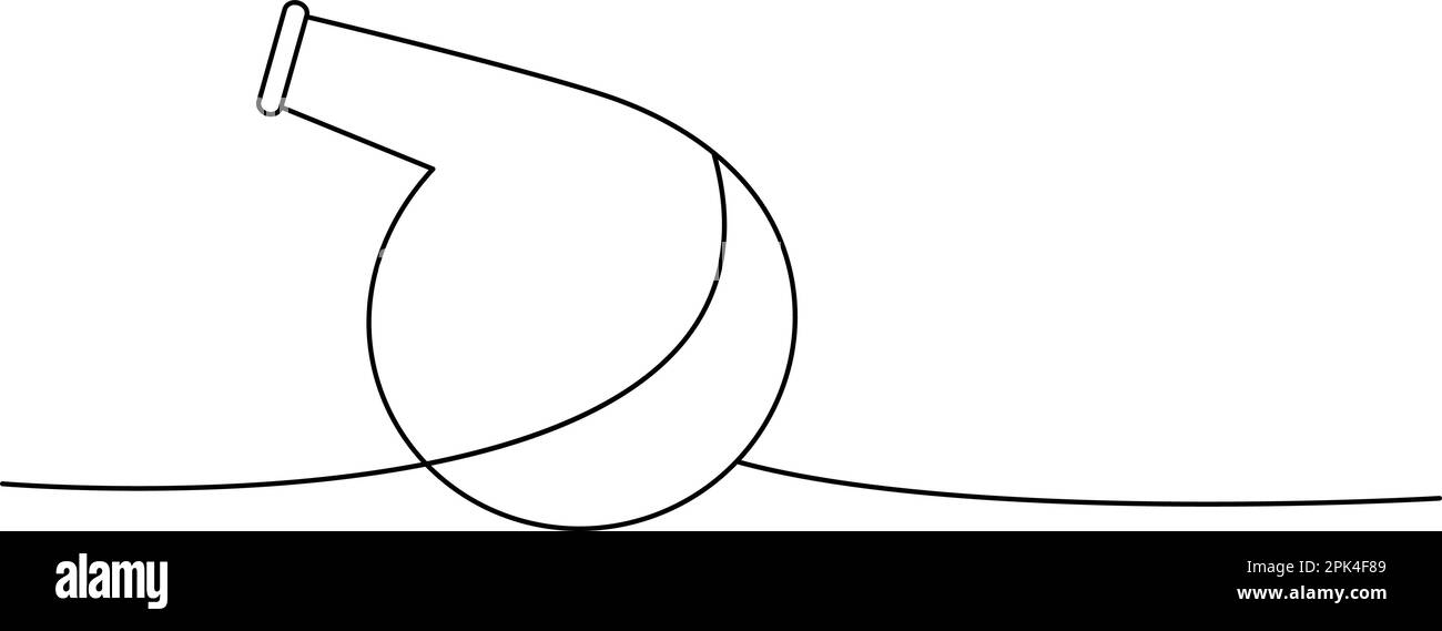 Retort glass flask one line continuous drawing. Laboratory glass