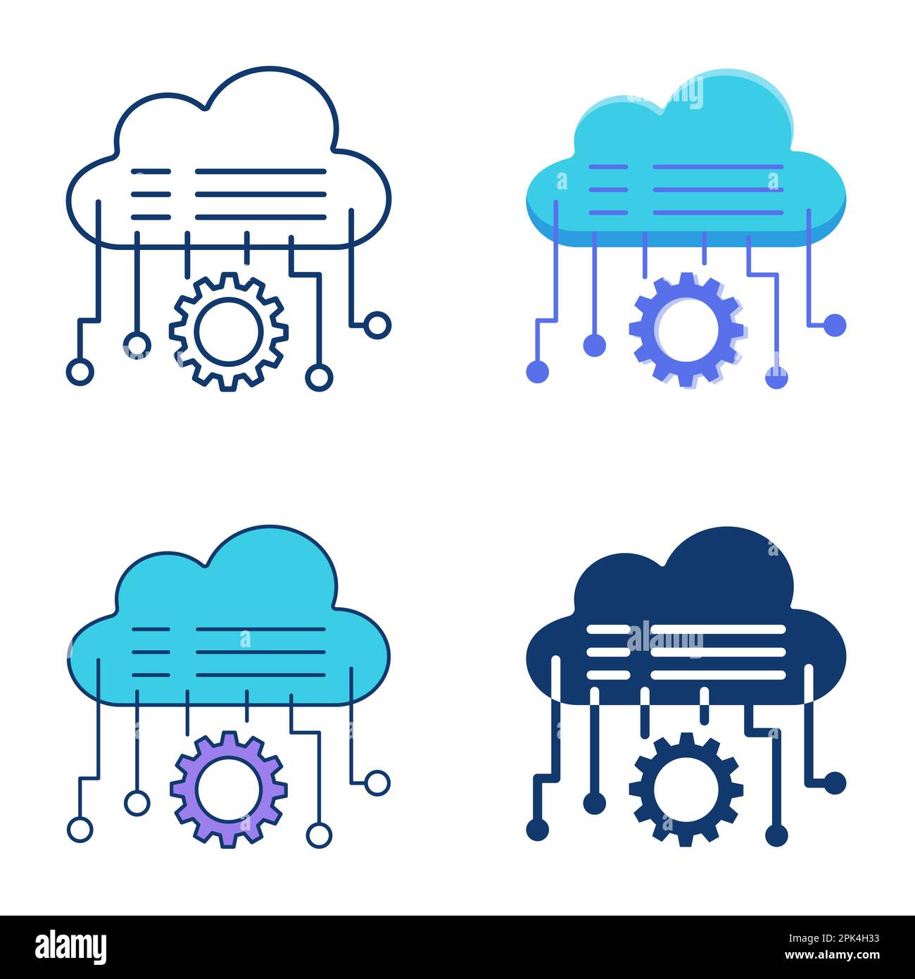 Cloud technologies icon set in flat and line style. Cloud data access ...