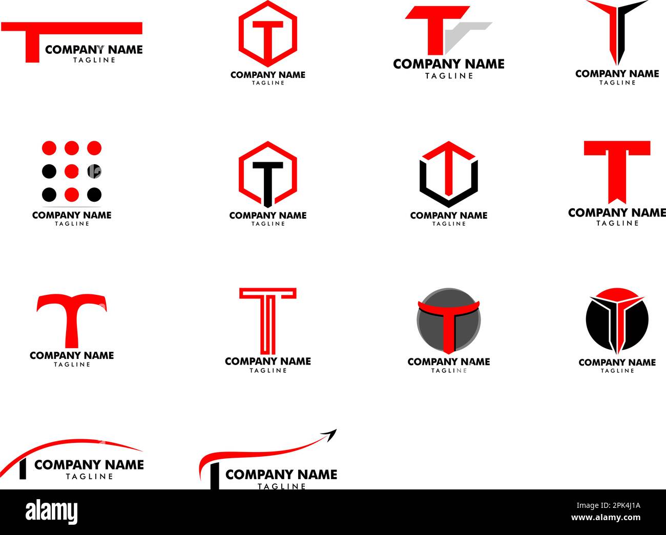 Set of Initial Letter T Logo Template Design Stock Vector Image & Art ...