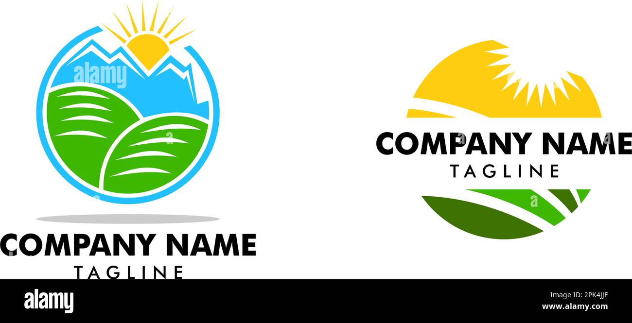 Set of Green Nature Farm Logo Design Template Stock Vector Image & Art ...