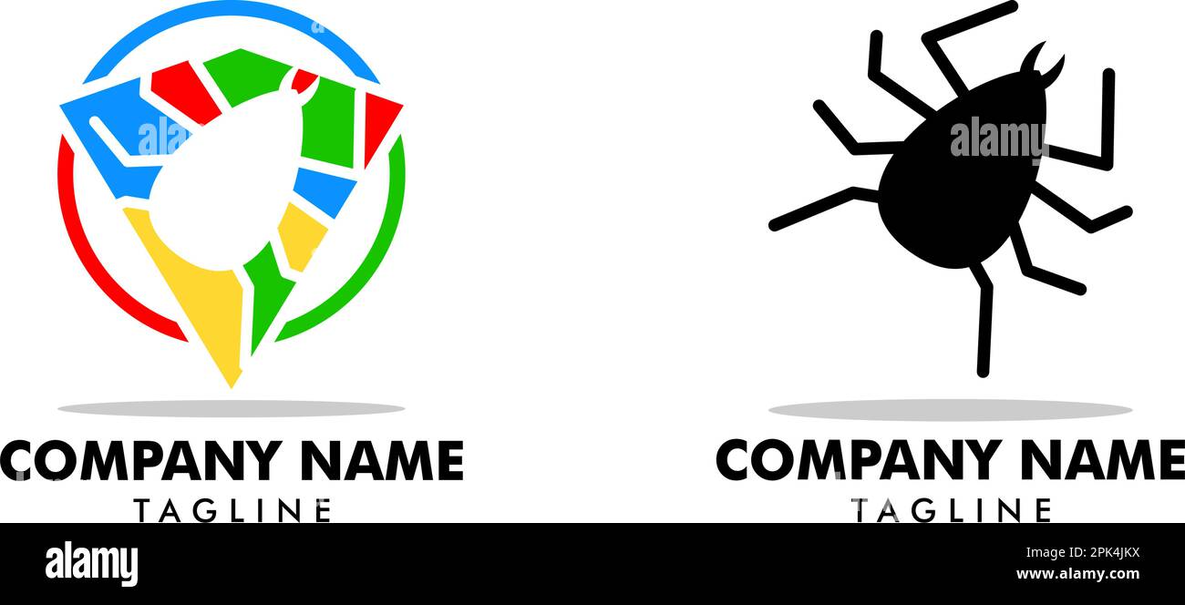 Set of Flea Animal Design Logo Vector Stock Vector