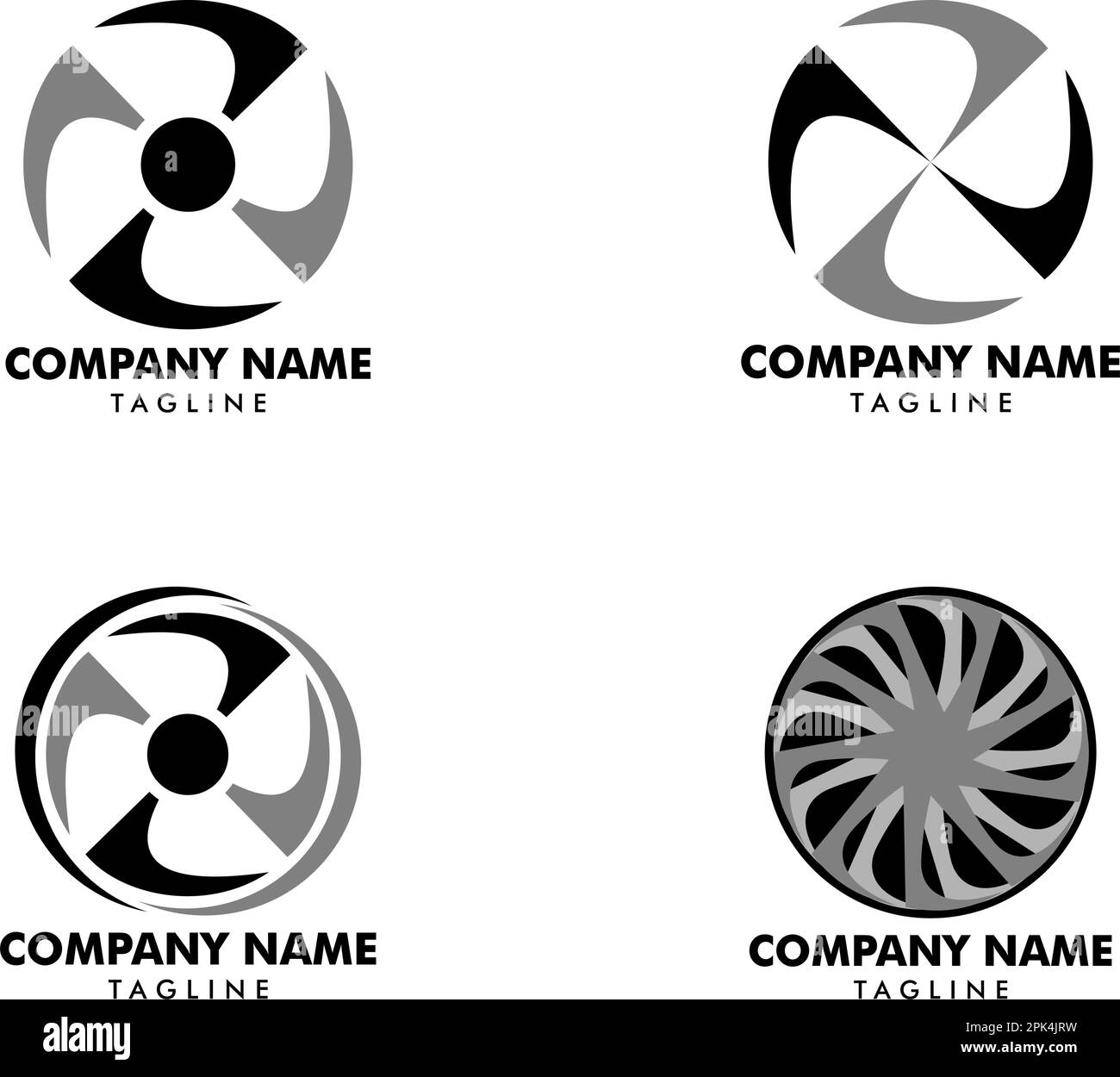 Set of Car Wheel Rim Logo Vector Icon Stock Vector