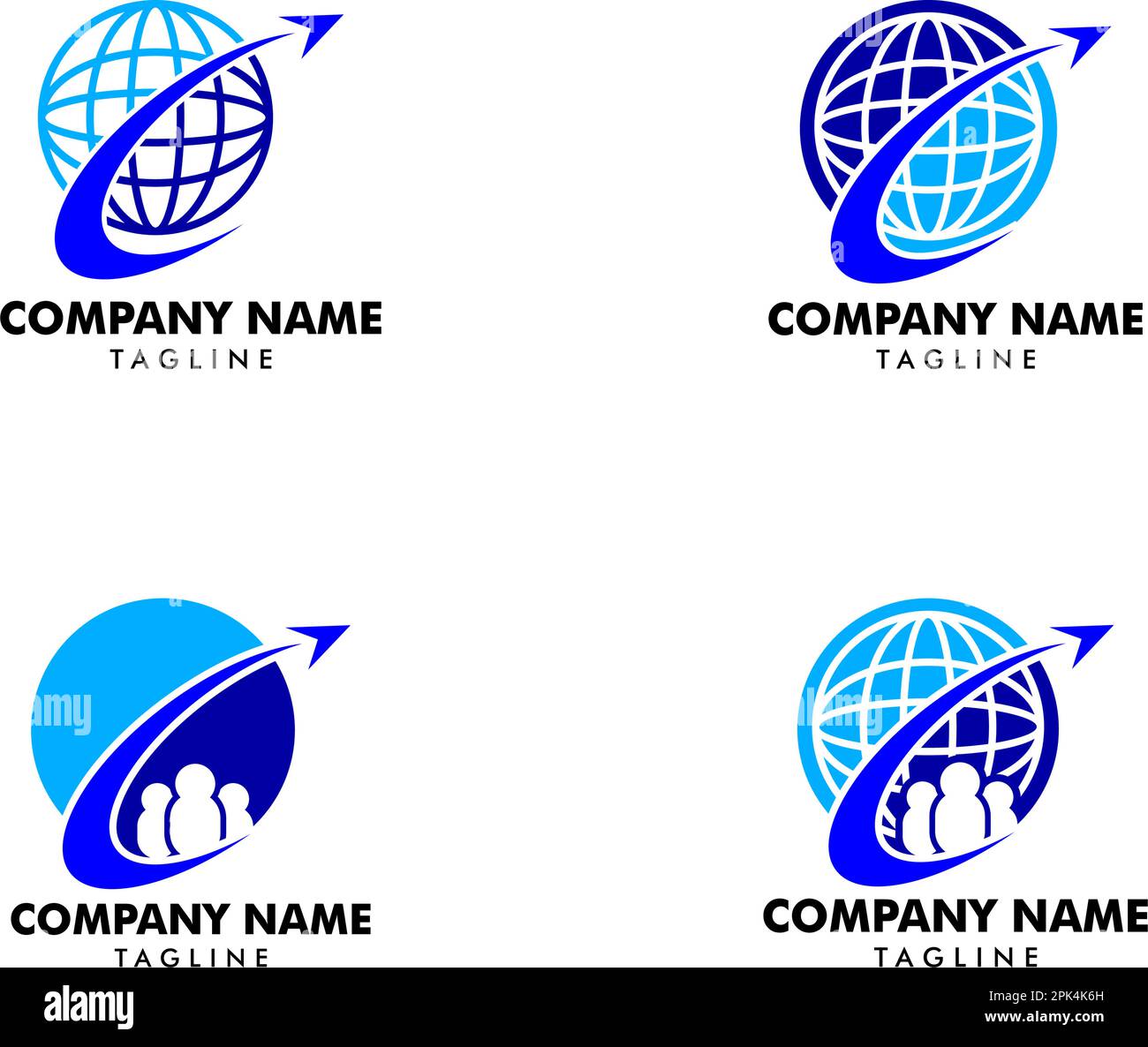 Set of Global Travel Agency Logo Design Element Stock Vector Image