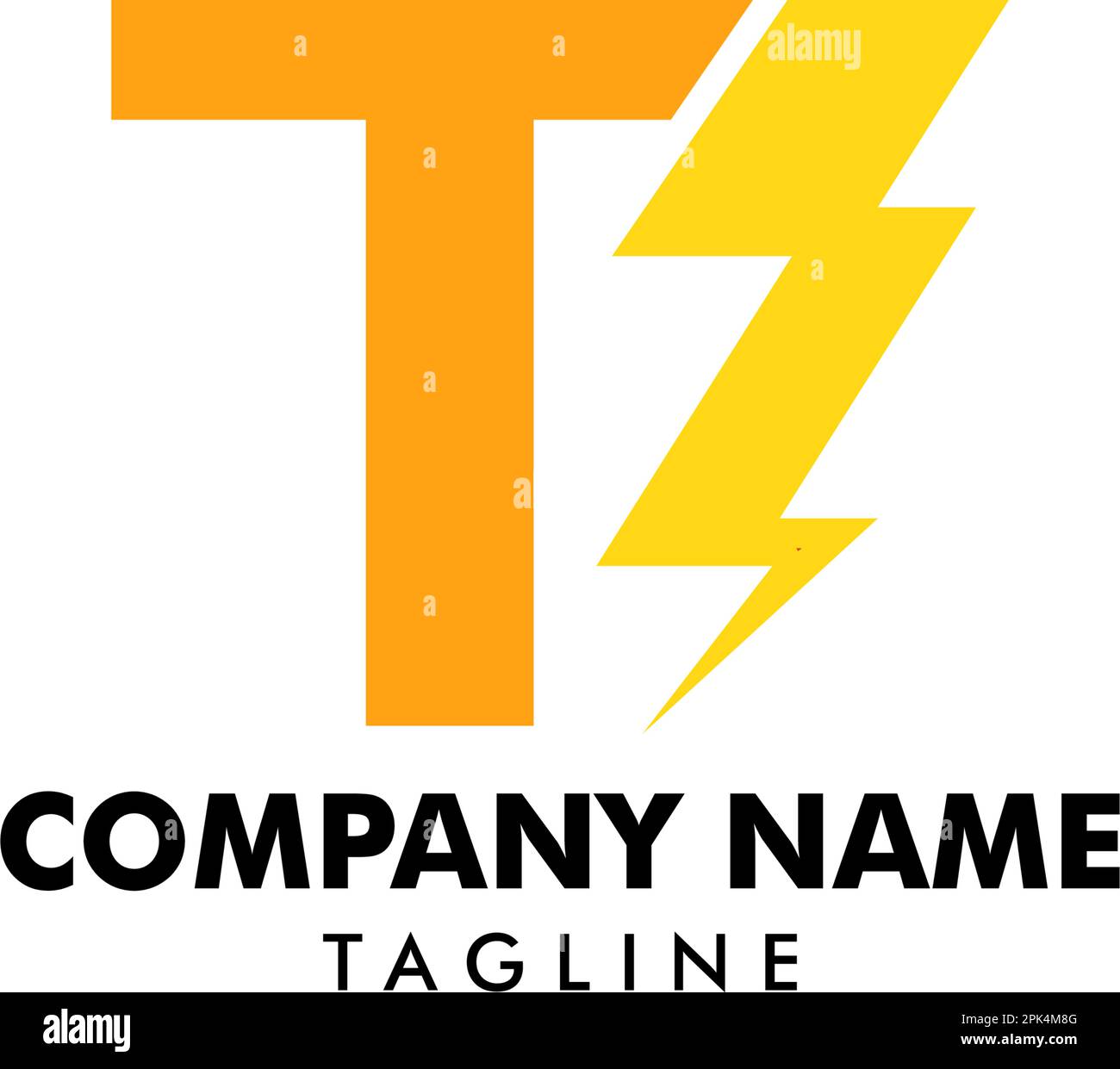 Letter T lightning logo icon design template elements Stock Vector