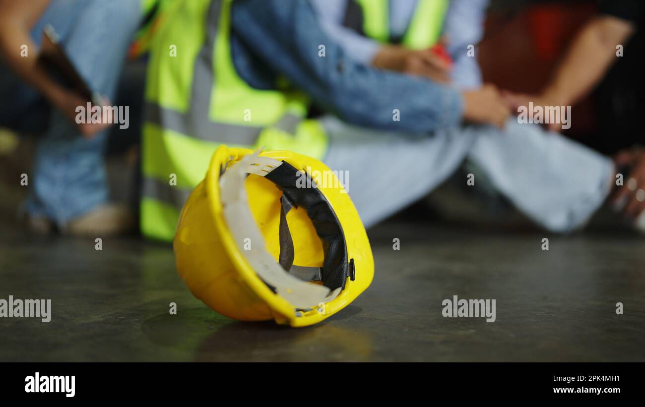 Industrial warehouse staff having accident in the factory Stock Photo