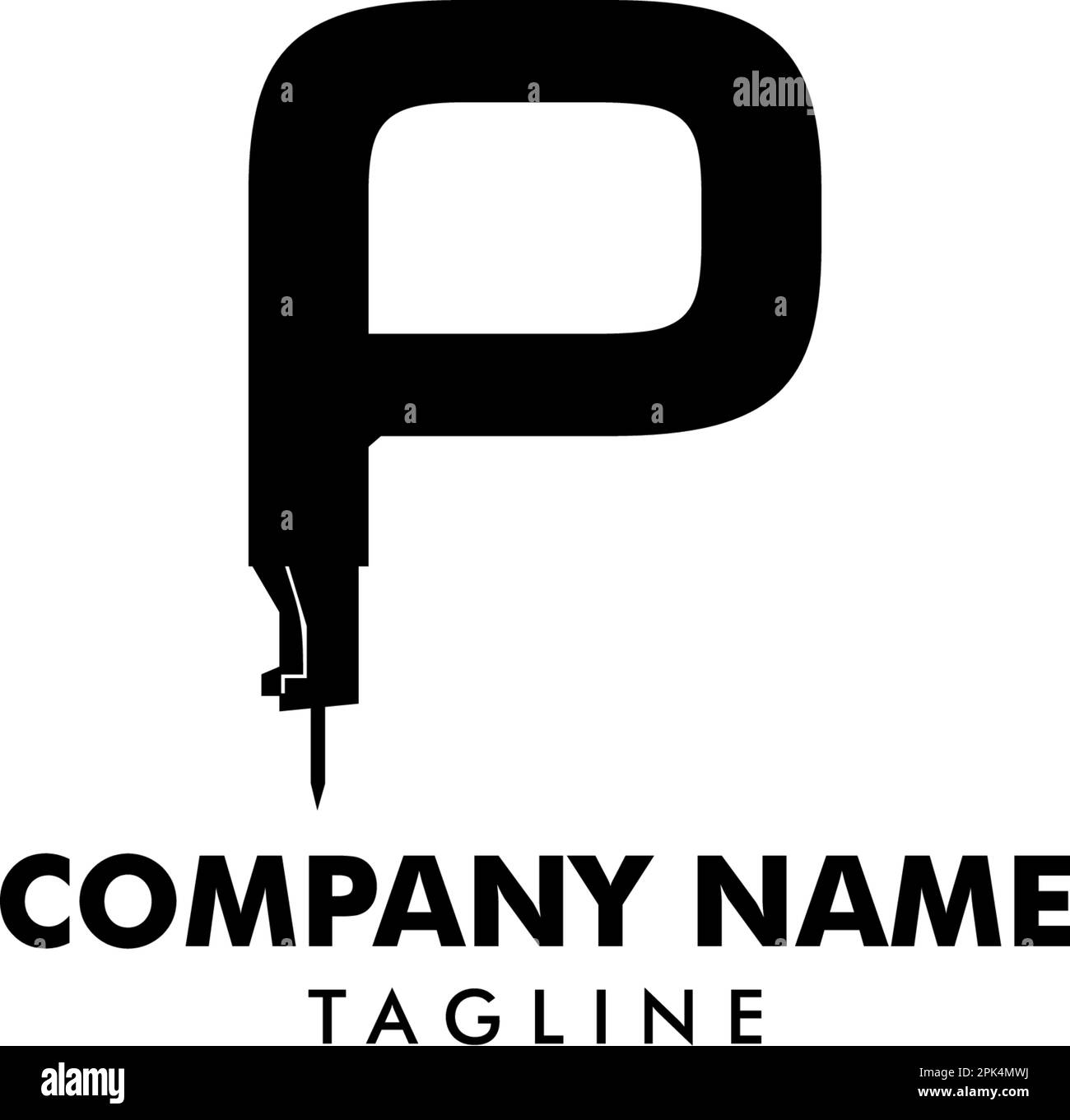 Initial logo letter P with icon stone breaker vector design Stock Vector