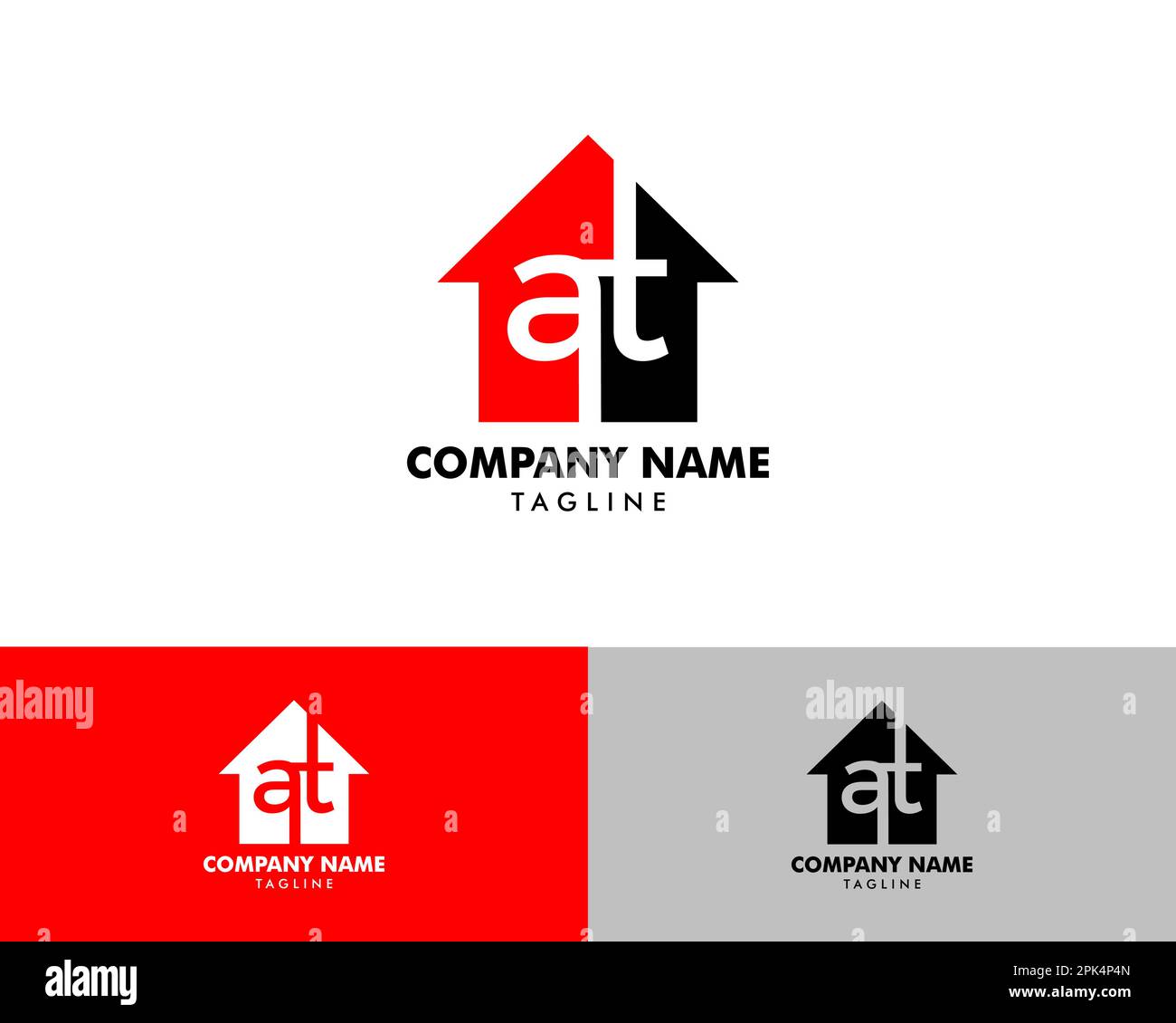 Initial Letter AT House Real Estate Logo Design Stock Vector Image ...