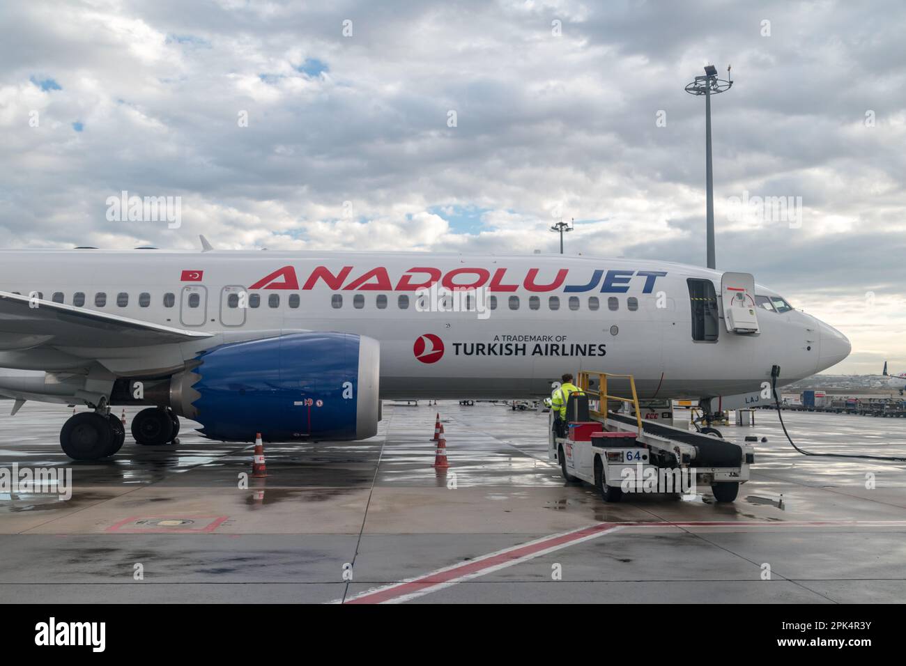 Istanbul, Turkey - December 12, 2022: Plane of AnadoluJet, part of Turkish Airlines. Stock Photo