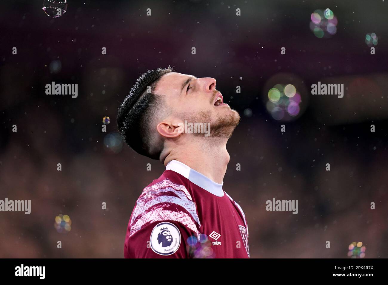 West Ham United's Declan Rice walks on to the pitch amid a flurry of