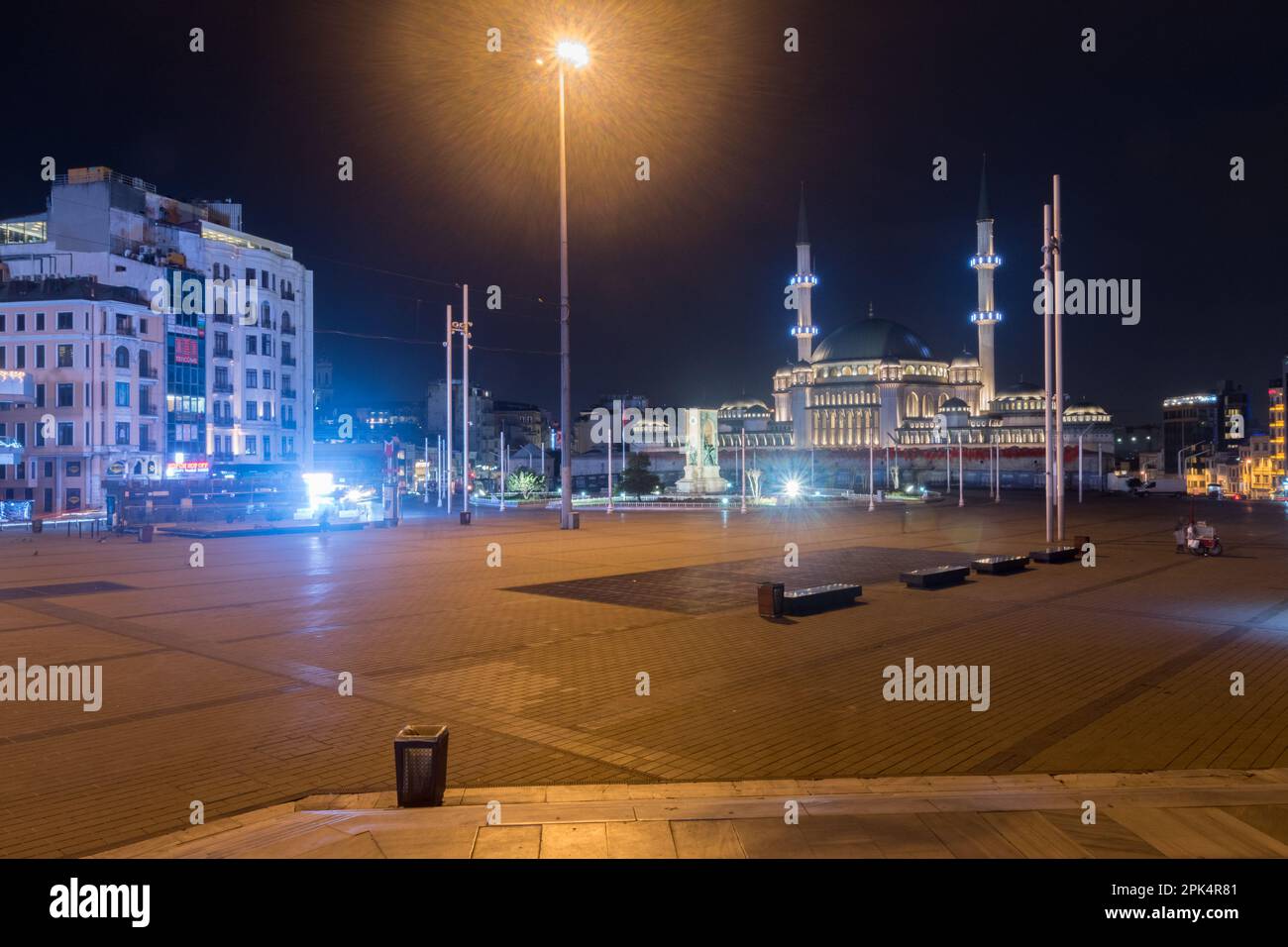 Istanbul, Turkey - December 10, 2022: Night view of Taksim Square (Taksim Meydani), one of the most popular tourist attraction in Istanbul. Stock Photo