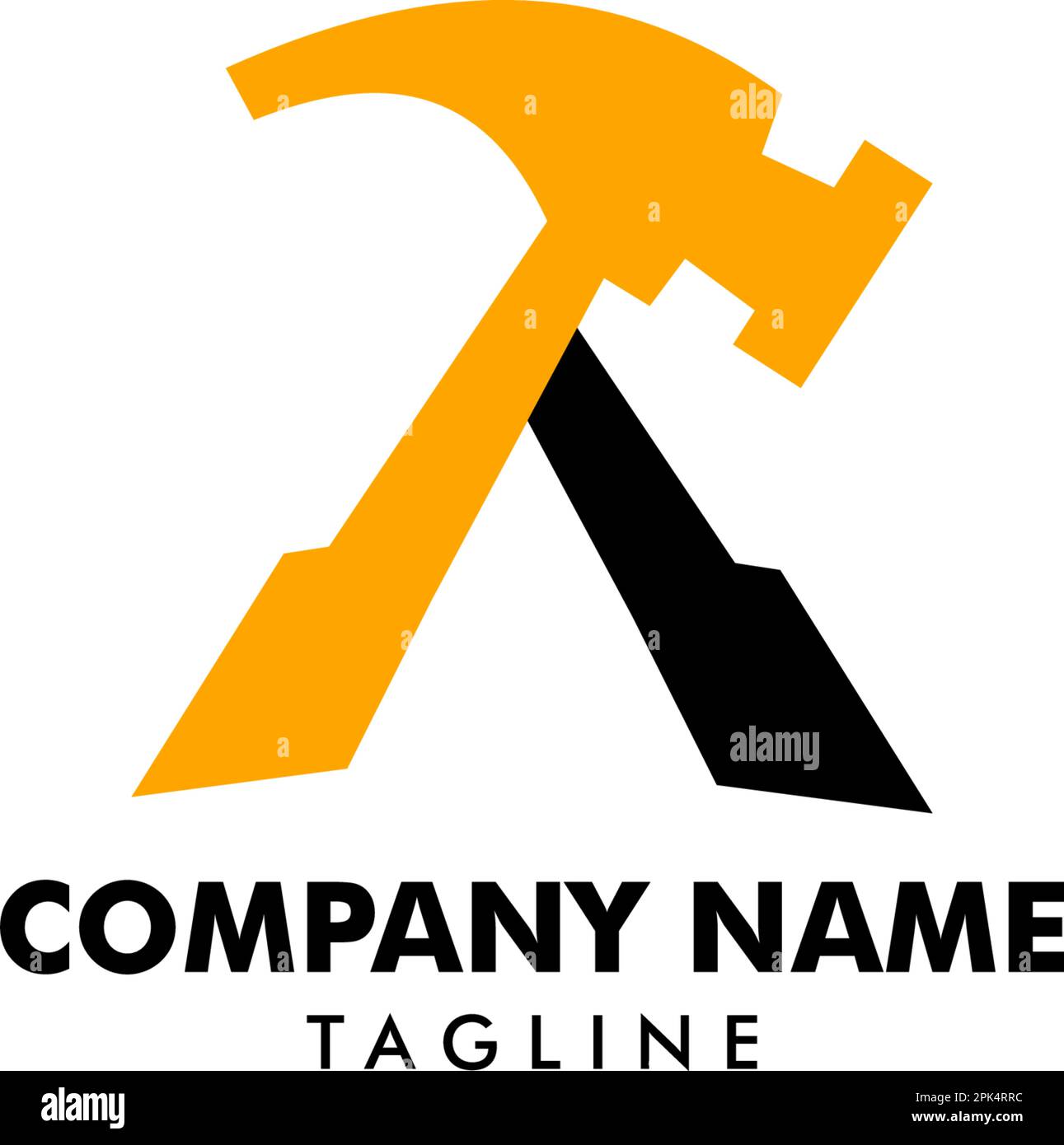 Initial letter A constructions logo with hammer Stock Vector Image