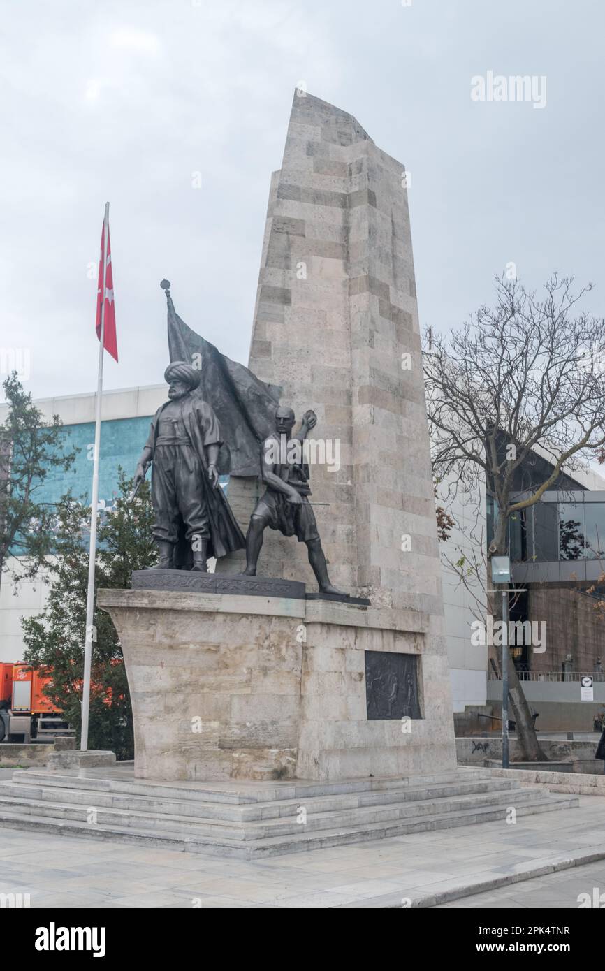 Istanbul, Turkey - December 10, 2022: Monument to Hayreddin Barbarossa. Stock Photo