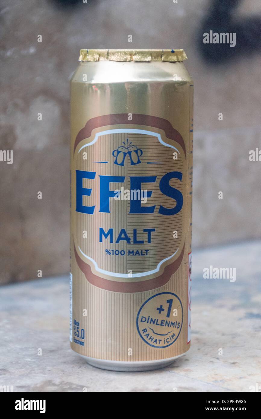 Istanbul, Turkey - December 10, 2022: Can of Efes Malt beer. Stock Photo