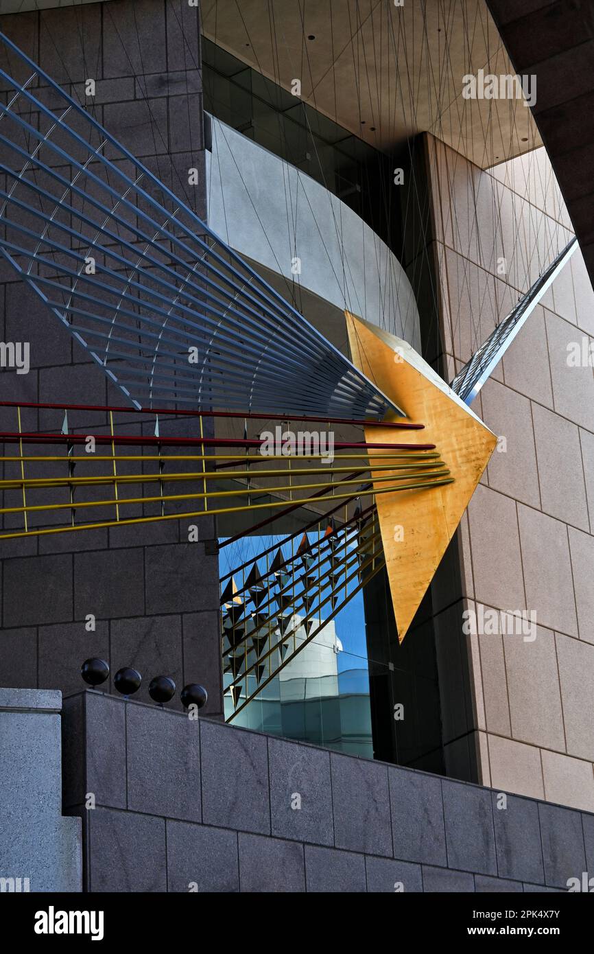 COSTA MESA, CALIFORNIA: 4 APR 2023:  Detail of the front facade of the Segerstrom Hall. Stock Photo