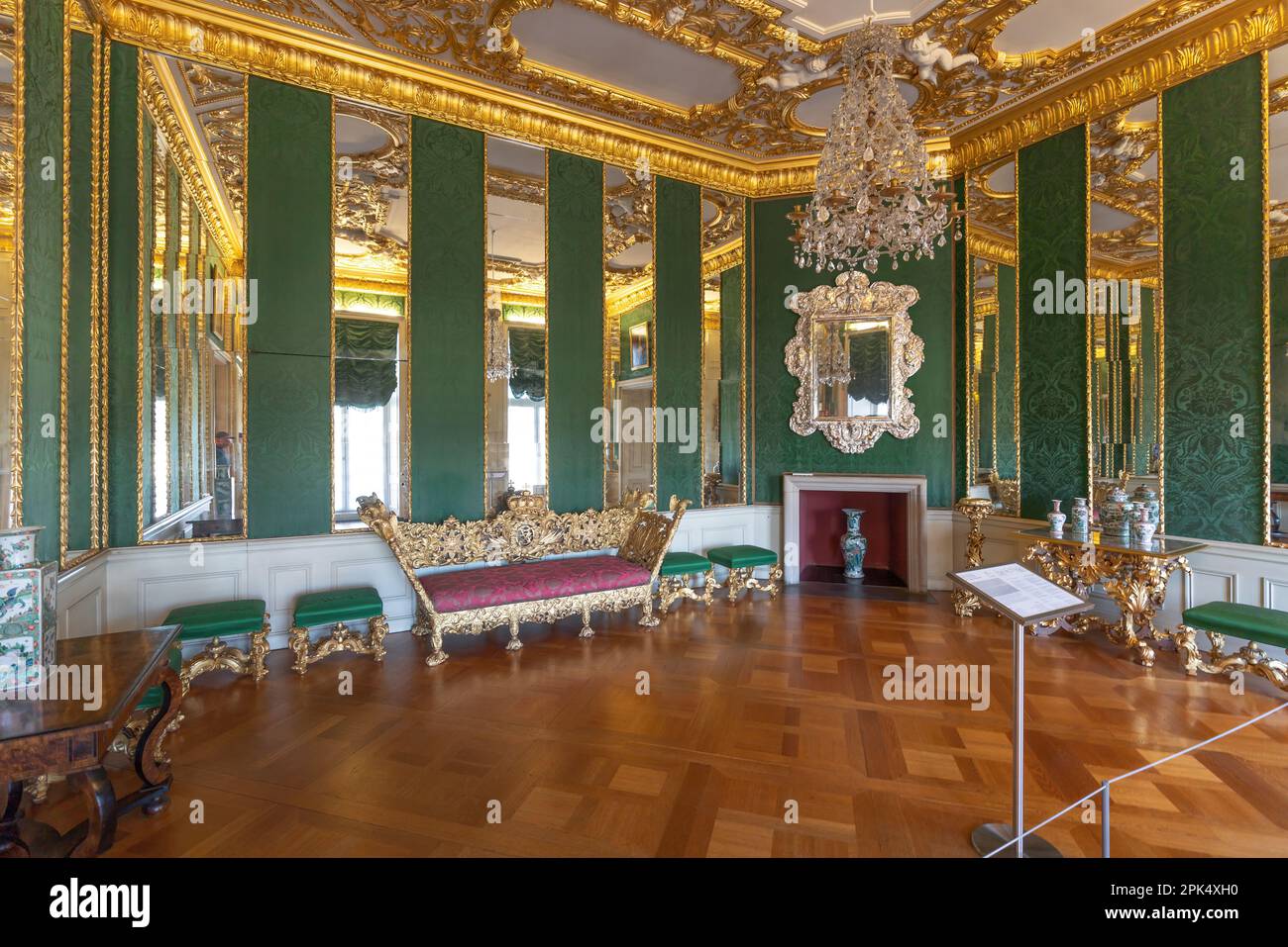 Mirror panelled bedchamber at Sophie Charlotte First Apartments in Charlottenburg Palace Interior - Berlin, Germany Stock Photo
