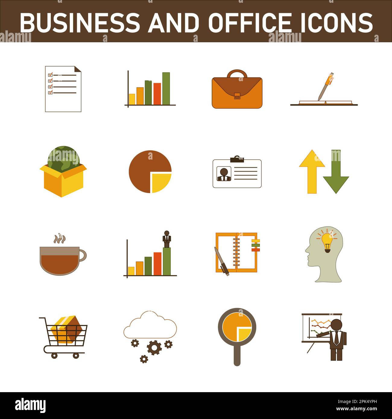 Collection of multi-colored flat icons on the topic: business and ...
