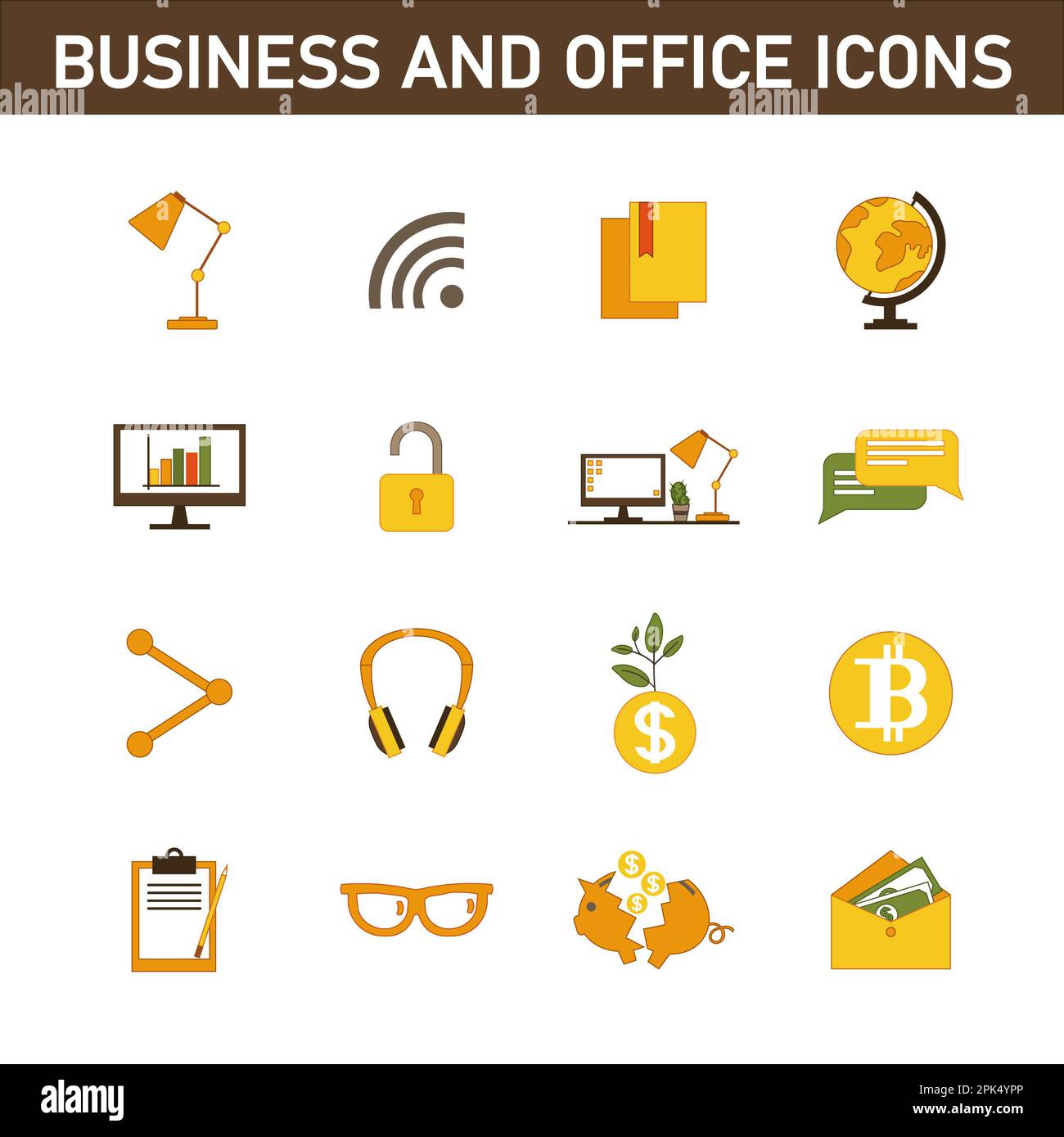 Collection of multi-colored flat icons on the topic: business and ...