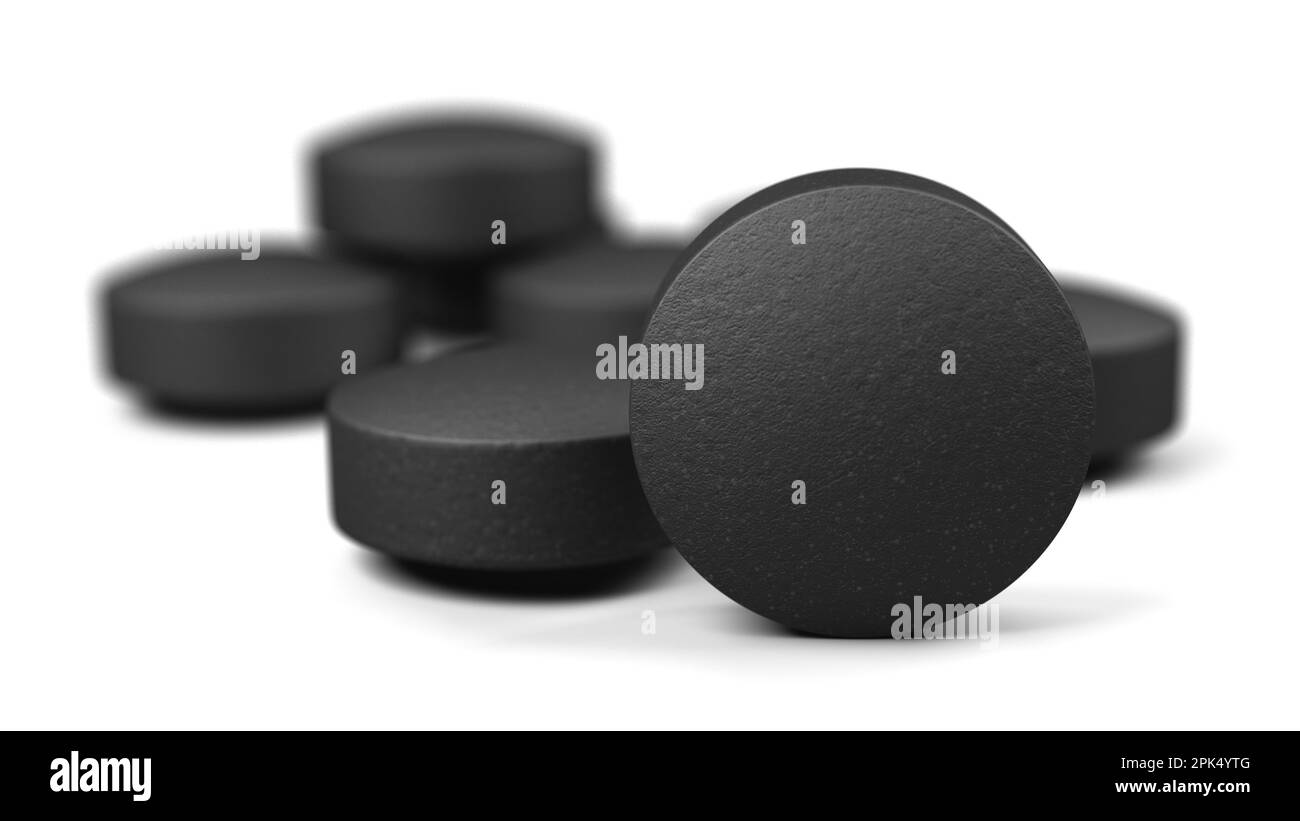 Activated carbon isolated on white background. Activated charcoal