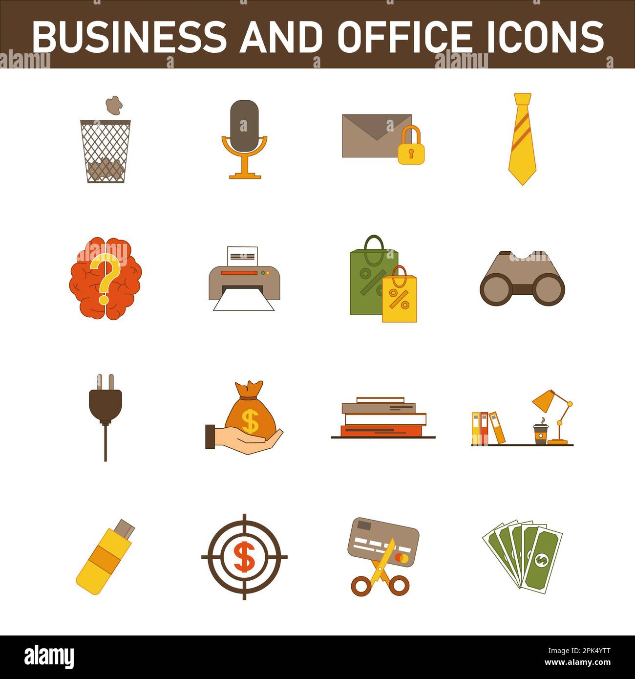 Collection of multi-colored flat icons on the topic: business and ...