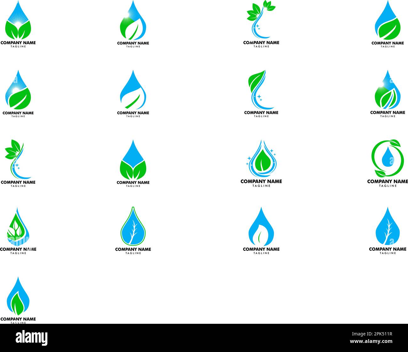 Set of Water drop leaf nature logo design template Stock Vector Image ...
