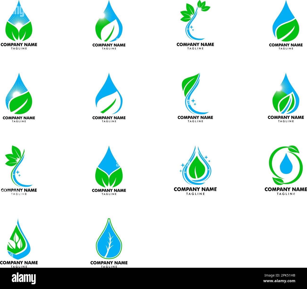 Set of Water drop leaf nature logo design template Stock Vector Image ...