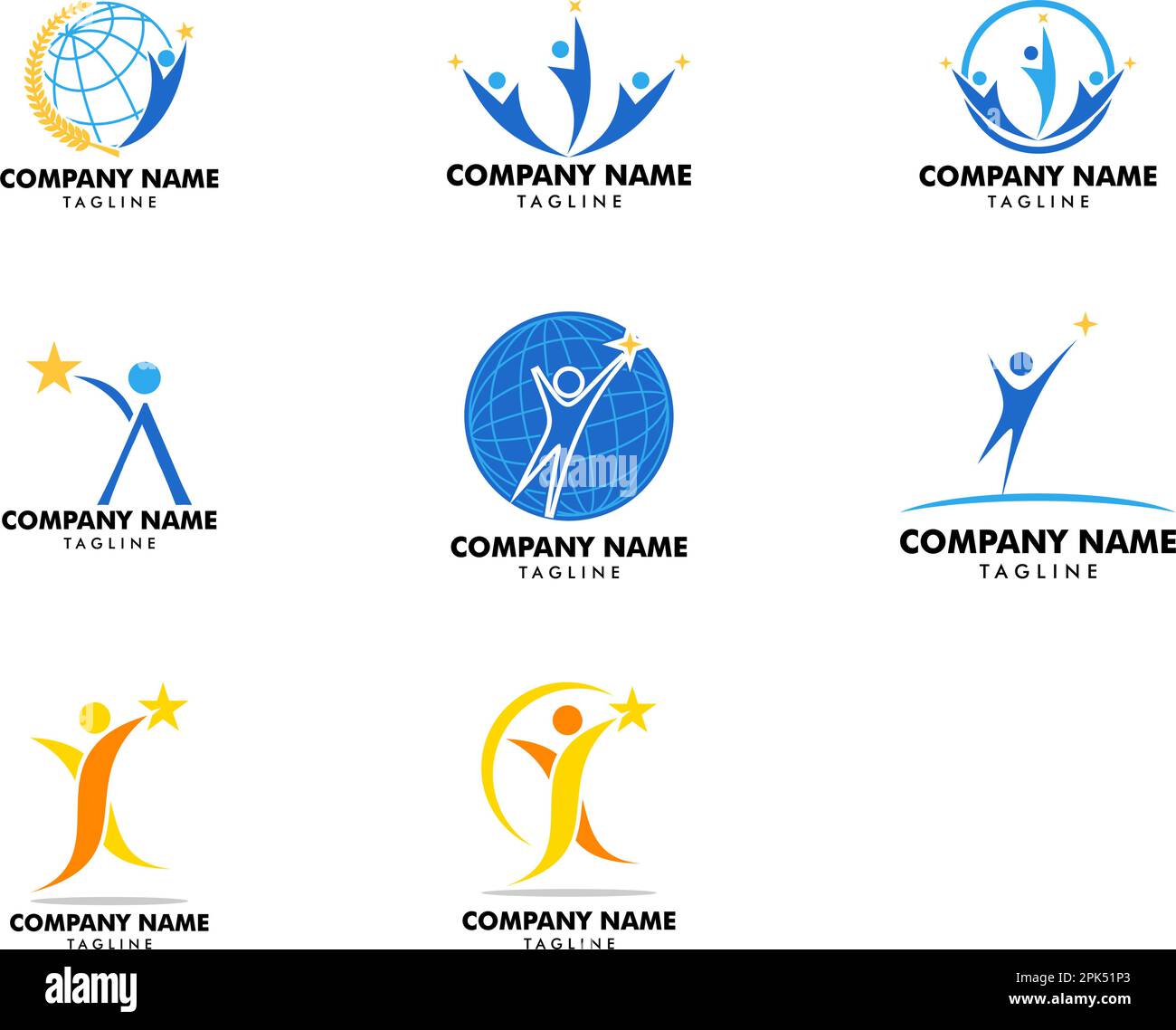 Set of Success people logo design vector template Stock Vector Image ...
