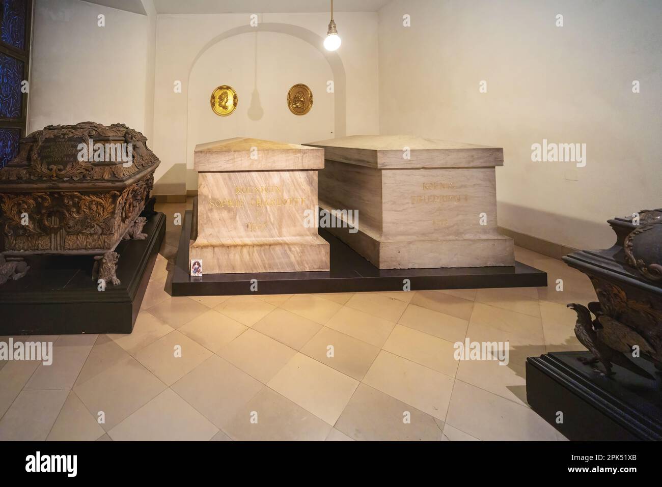 King Frederick I and Queen Sophie Charlotte Tombs at Hohenzollern crypt under Berlin Cathedral - Berlin, Germany Stock Photo