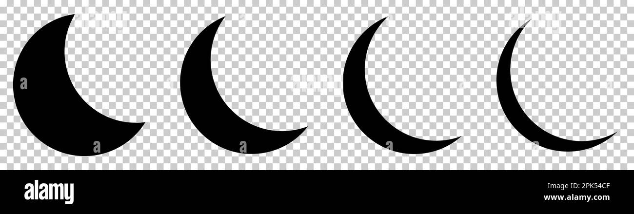 Moon crescent icons. Different shapes of moon. Vector illustration