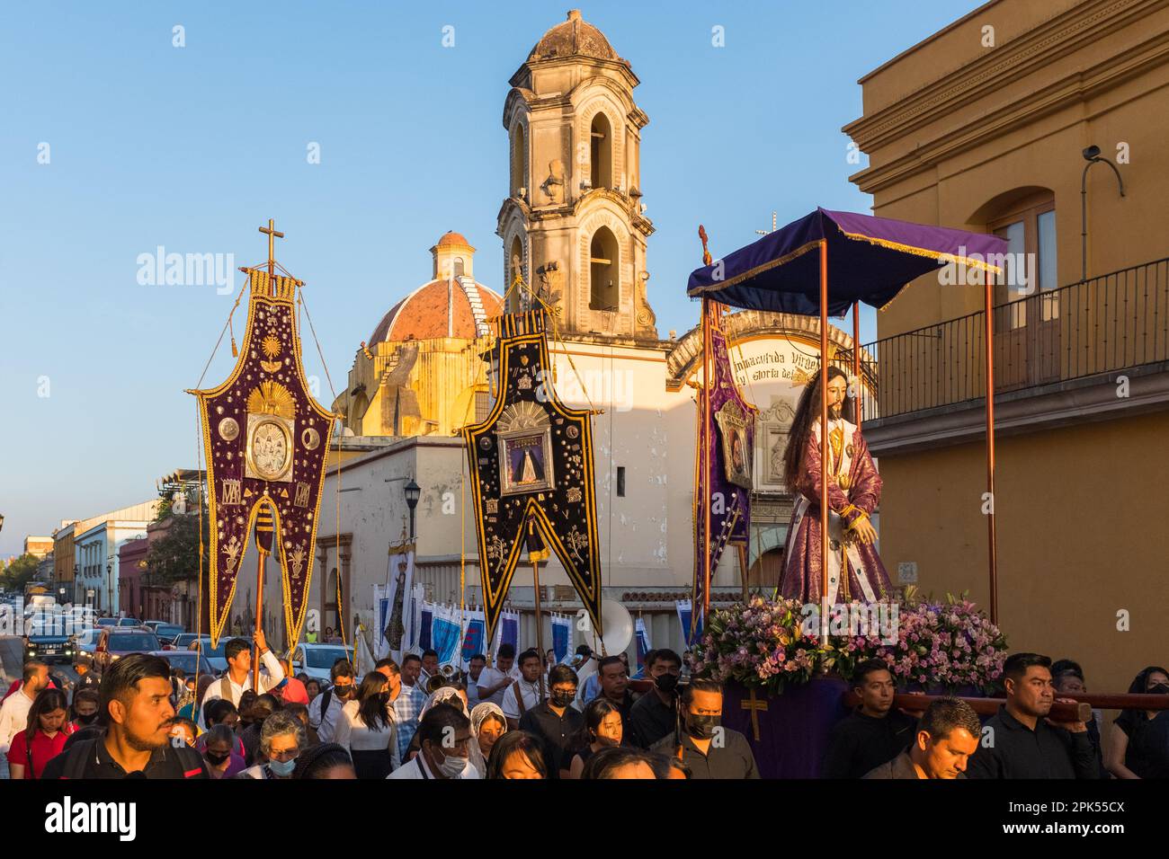 Semana Santa (Holy week) procession, Oaxaca de Juarez, Mexico Stock Photo