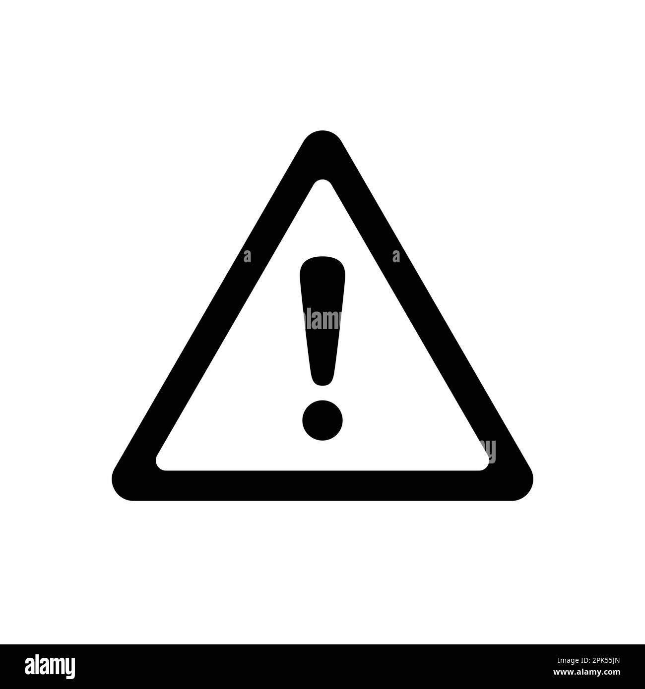 Attention icon. Warning caution board. Black warn exclamation mark in triangle. Problem message on banner. Sign alert isolated on white background Stock Vector