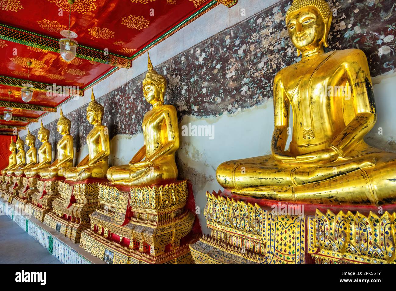 Buddha statues at Wat Suthat Thepwararam in Bangkok, Thailand Stock Photo