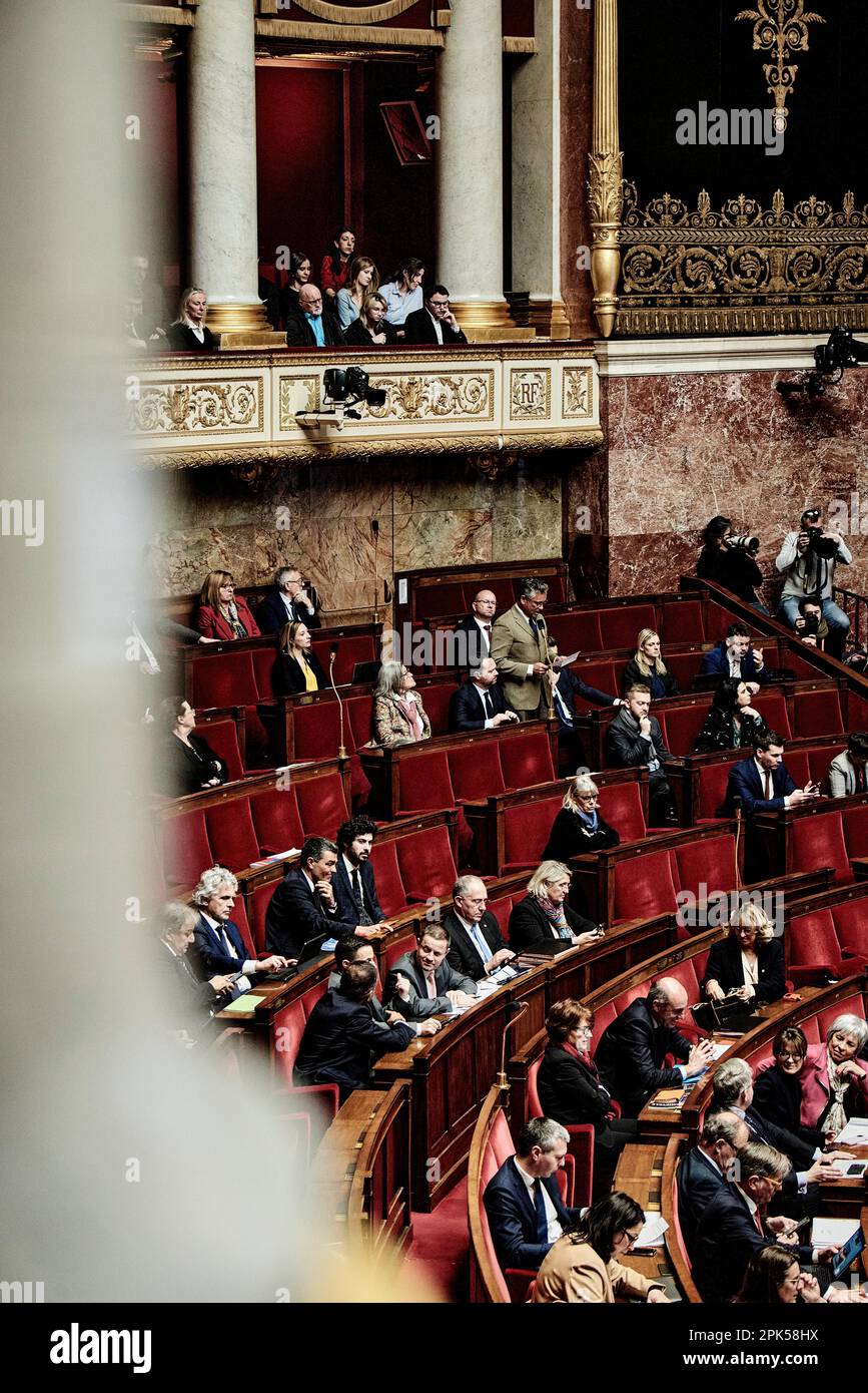 Antonin Burat / Le Pictorium -  Government question session of 4 April 2023 at the National Assembly  -  4/4/2023  -  France / Ile-de-France (region) / Paris  -  Government question session of 4 April 2023 at the National Assembly. Stock Photo