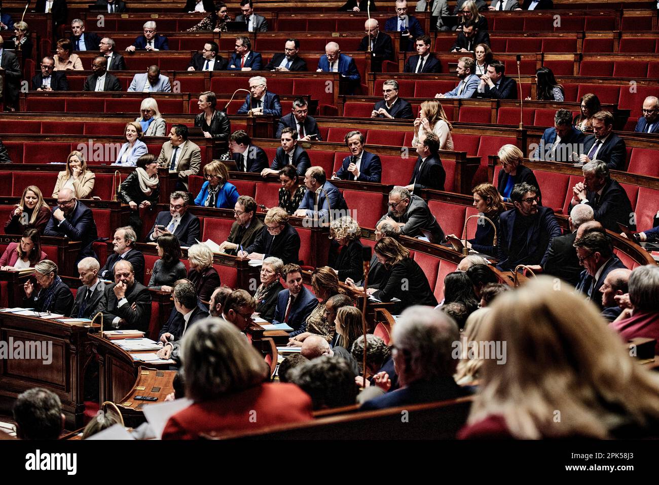 Antonin Burat / Le Pictorium -  Government question session of 4 April 2023 at the National Assembly  -  4/4/2023  -  France / Ile-de-France (region) / Paris  -  Government question session of 4 April 2023 at the National Assembly. Stock Photo