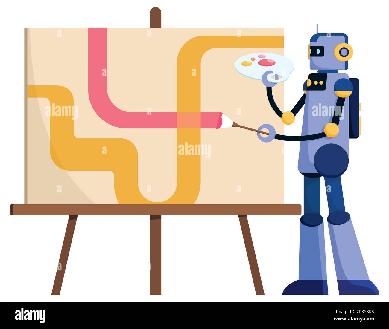 Artificial Intelligence Drawing on White Stock Vector