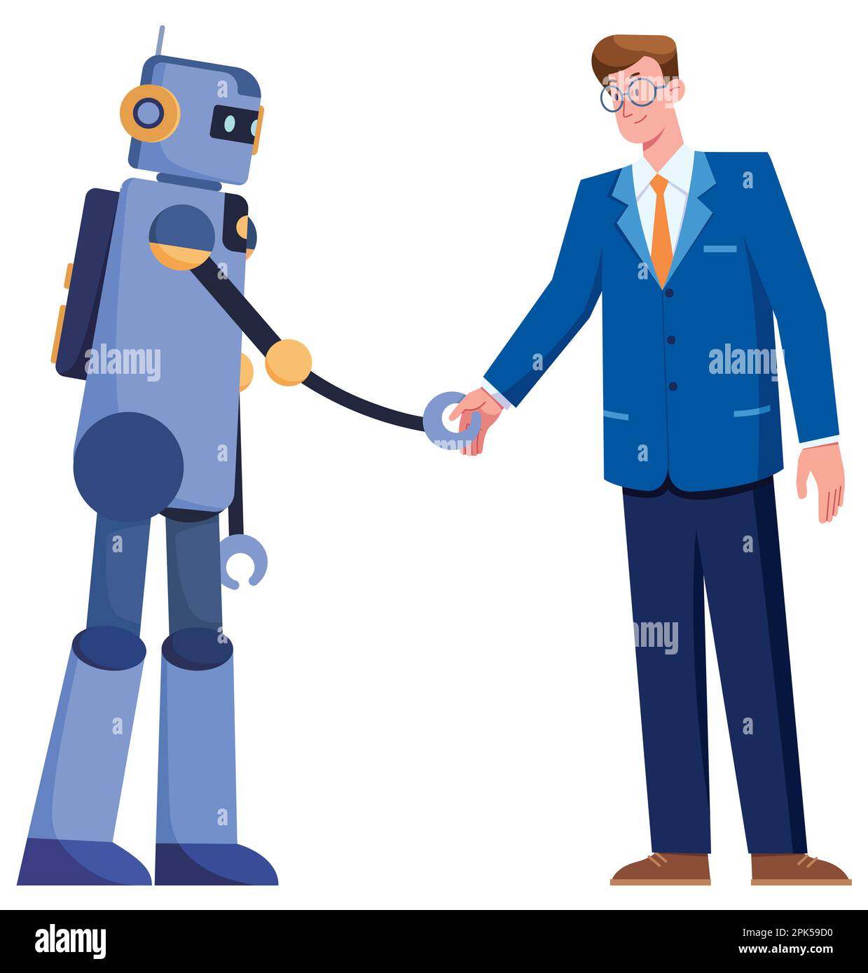 Businessman and Robot on White Stock Vector