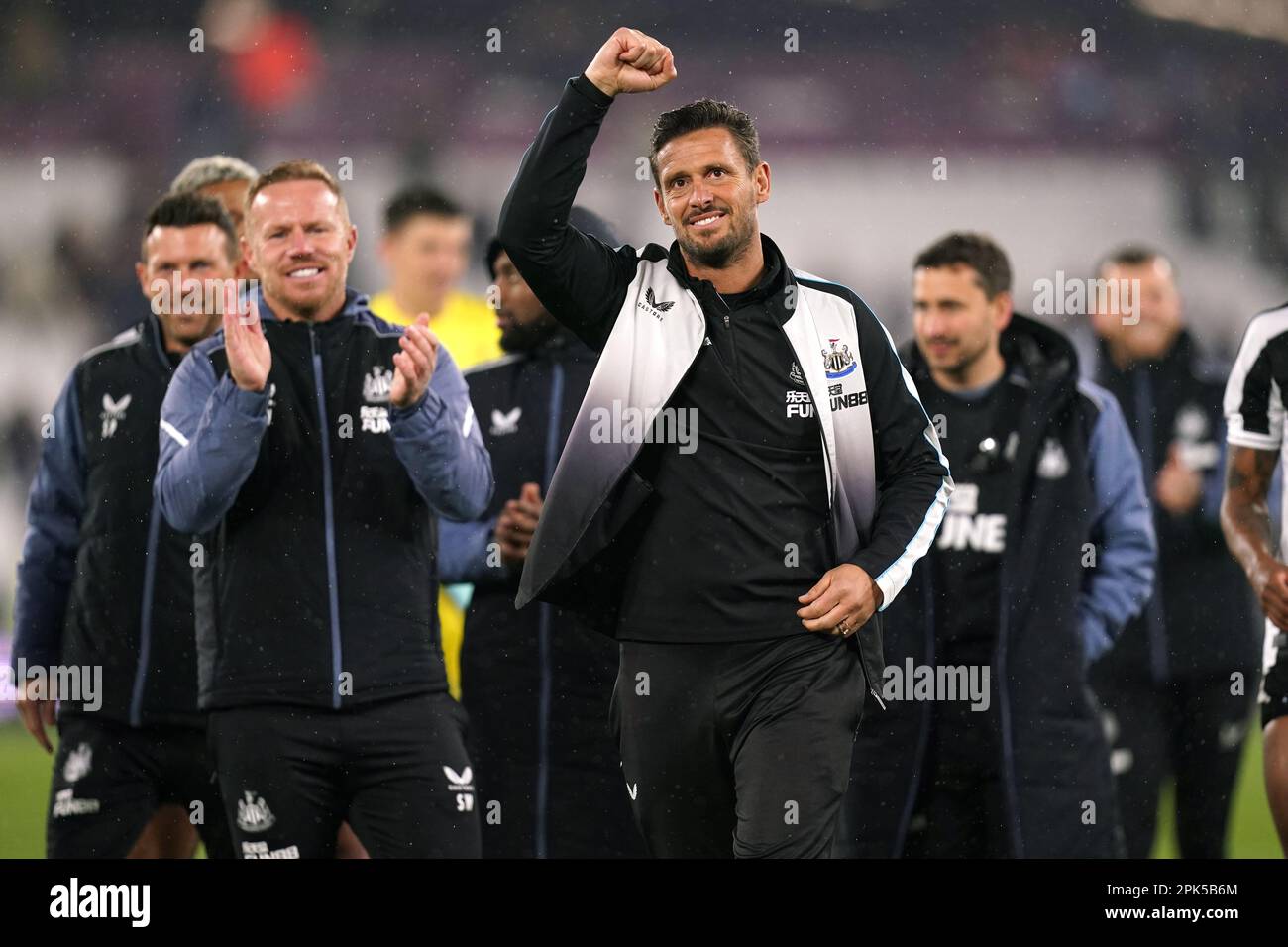 Newcastle United assistant manager Jason Tindall celebrates following