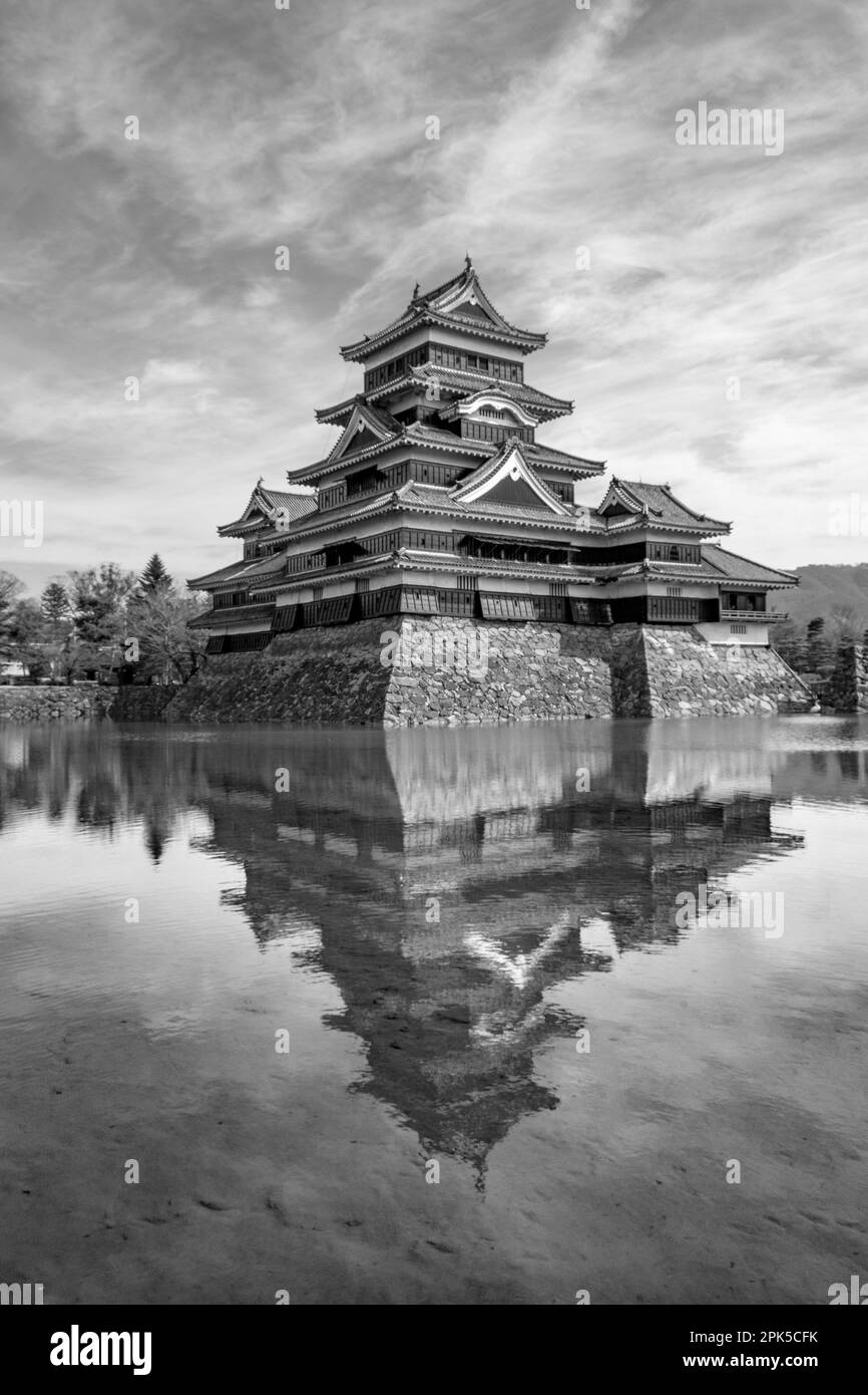 Matsumoto castle is also known as Crow Castle because of it's mostly black exterior, was built in the early 16th century Stock Photo