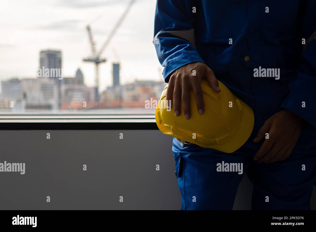 Engineer at building construction site, Safety first equipment Stock