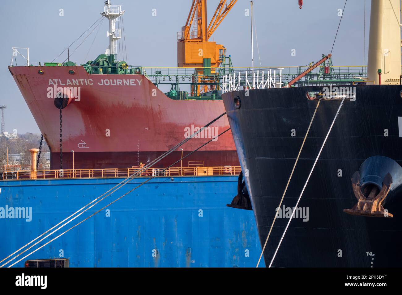 Lloyd Werft, dry dock, freighter Atlantic Journey, shipyard in the