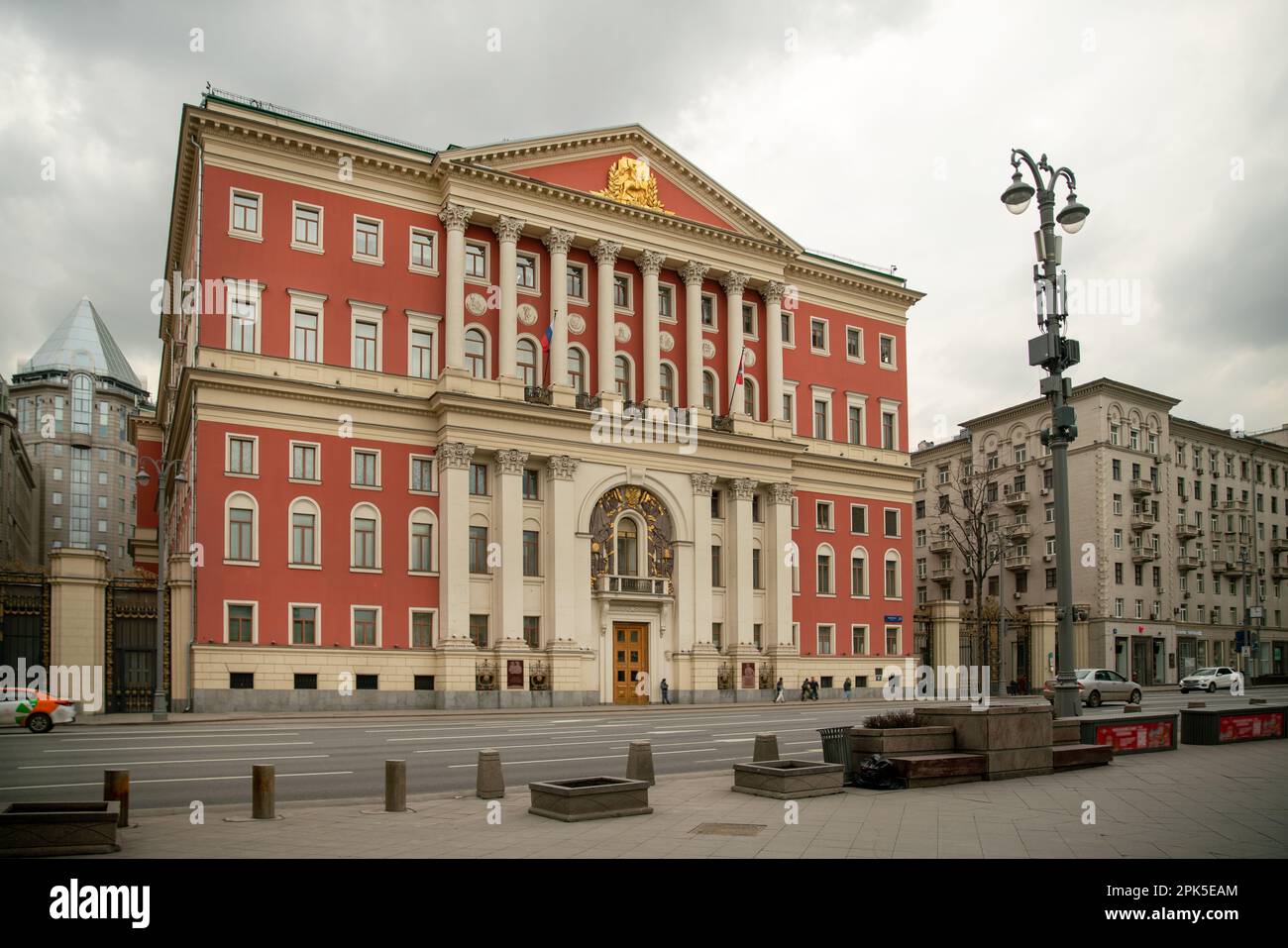 Building of Moscow Mairie of the Moscow mayor's office(Golitsin;shouse) is a building located on Tversakaya 13.. It was built in 1782 according to the Stock Photo