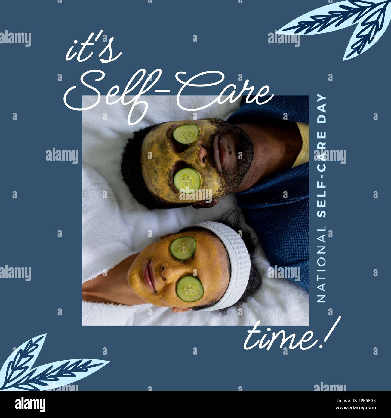 Composition of it s self care time text with african american couple